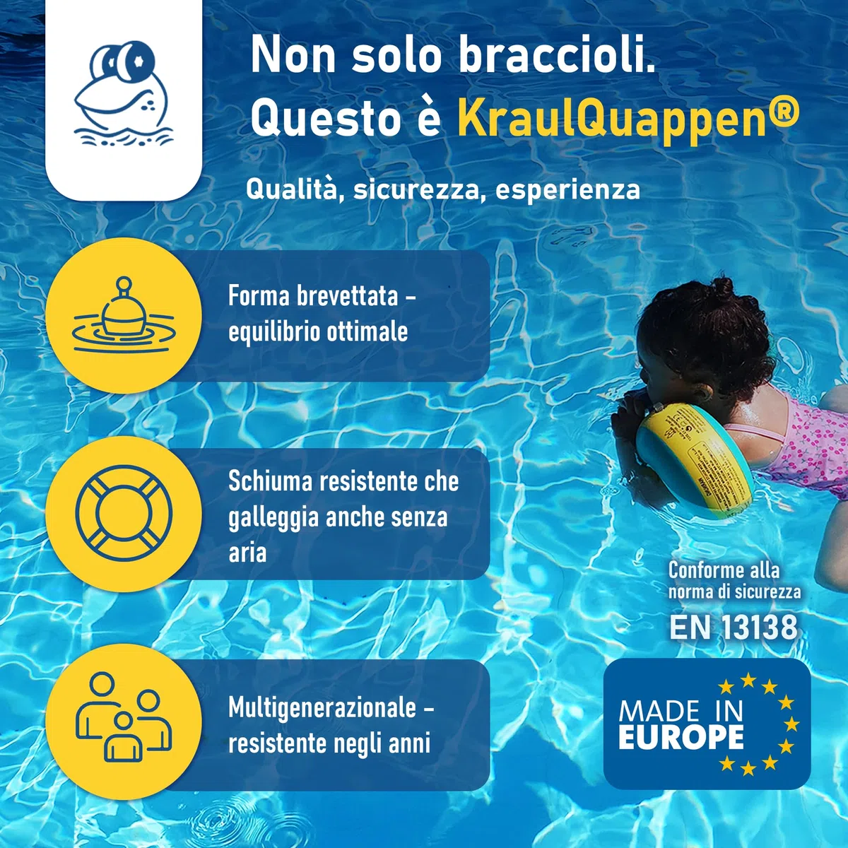 Cherek’s KraulQuappen Braccioli da nuoto per bambini 7 mesi-30 kg Giallo-Verde