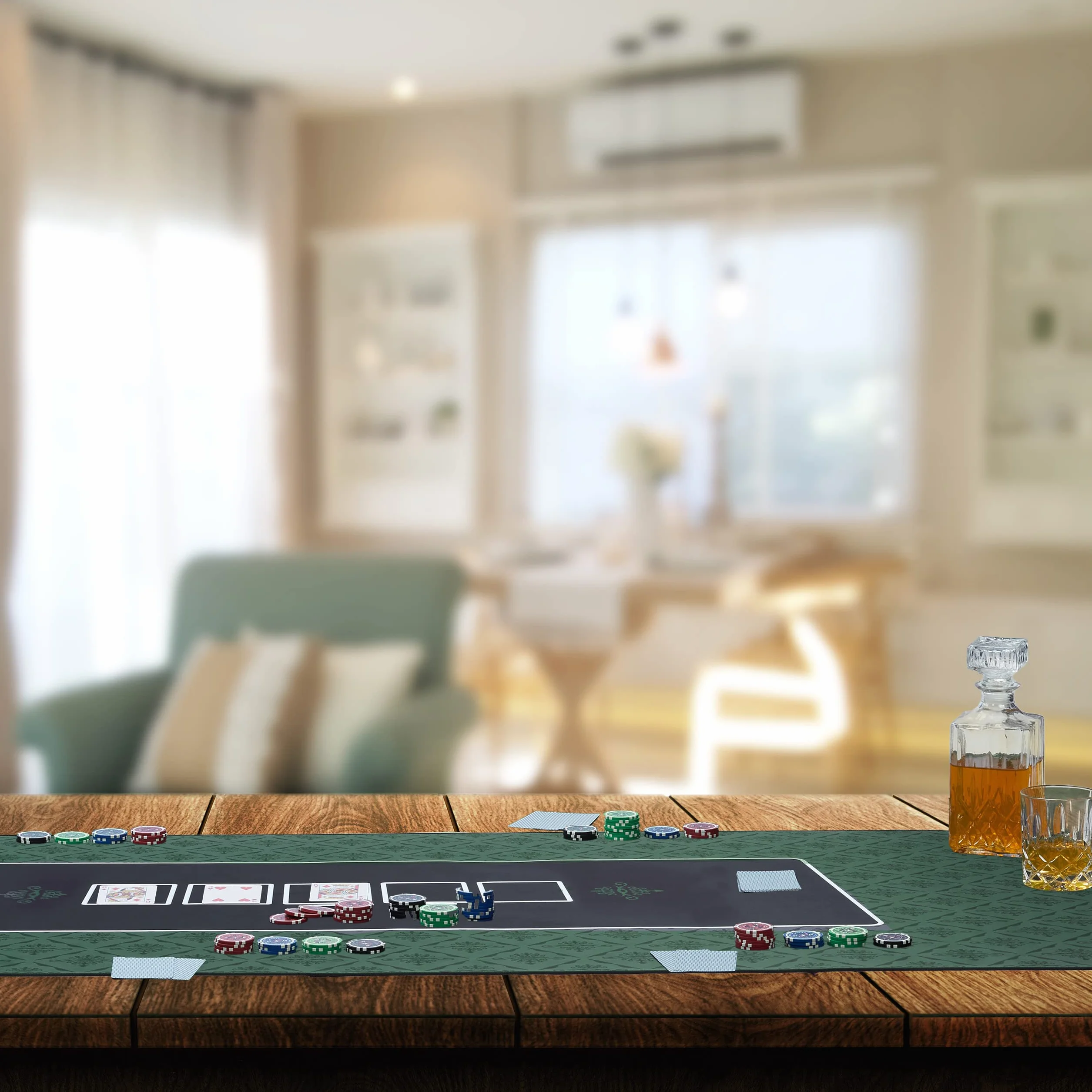 Relaxdays Tappeto da Poker 180x90 cm Texas Holdem, Panno Rettangolare in Poliestere, Verde Nero