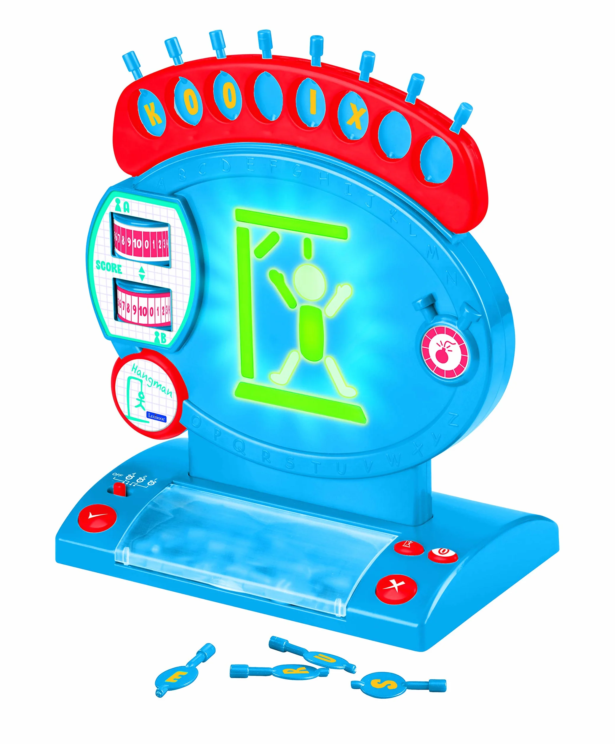 Lexibook, Boia elettronico, gioco da tavolo per bambini e famiglie, ortografia e vocabolario, effetti luminosi e sonori, 2 giocatori, blu/rosso, JG800
