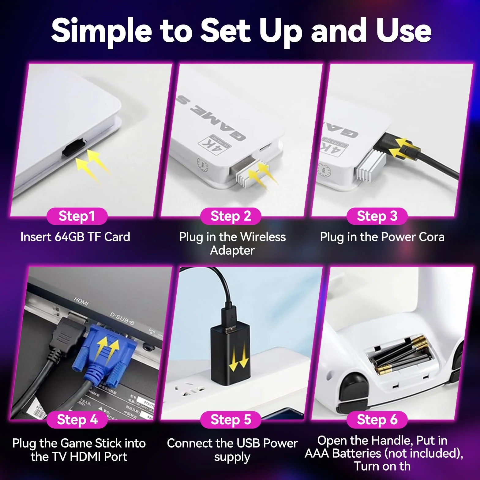 Nawchedo Console per videogiochi retrò 4K HDMI con oltre 40.000 giochi, 23 emulatori, plug-and-play, doppio controller wireless da 2,4 GHz, 64 GB