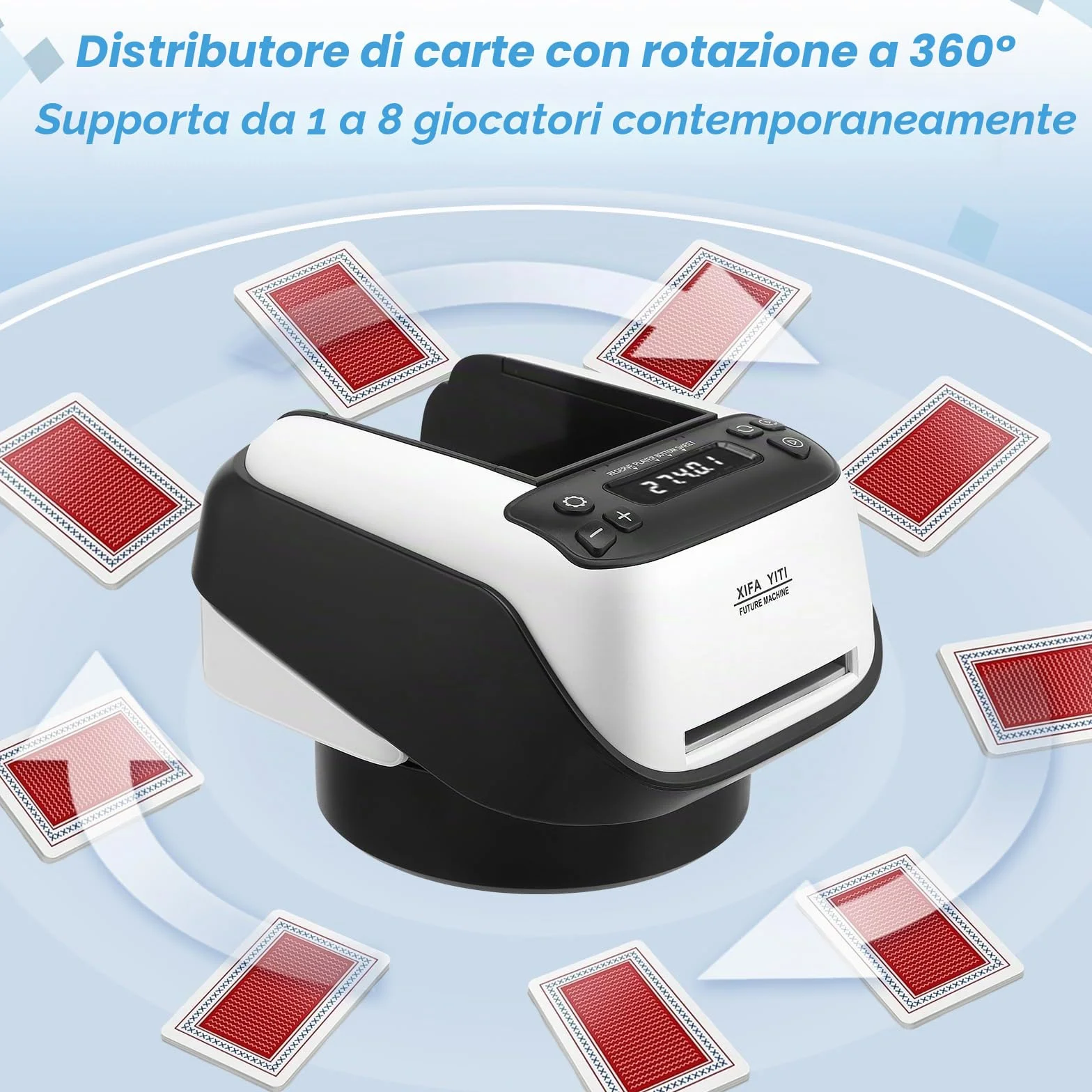 Distributore Automatico di Carte, Distributore Elettrico di Carte, Distributore di Carte Rotante a 360°, Macchina per L'invio di Carte Fino a 8 Giocatori, per Poker, UNO, Blackjack, Texas Hold'em