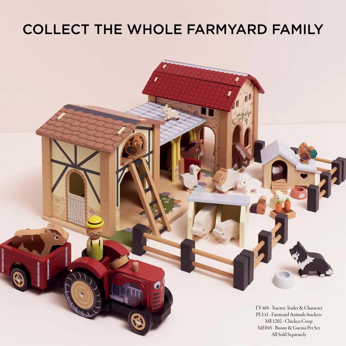 Le Toy Van - TV410 - Gioco educativo Fattoria degli Animali in Legno con Tetto Rimovibile, 3 Anni, Montessori, 58 x 52 x 24 cm, Grande stalla con fienile e porcile, con recinzioni mobili