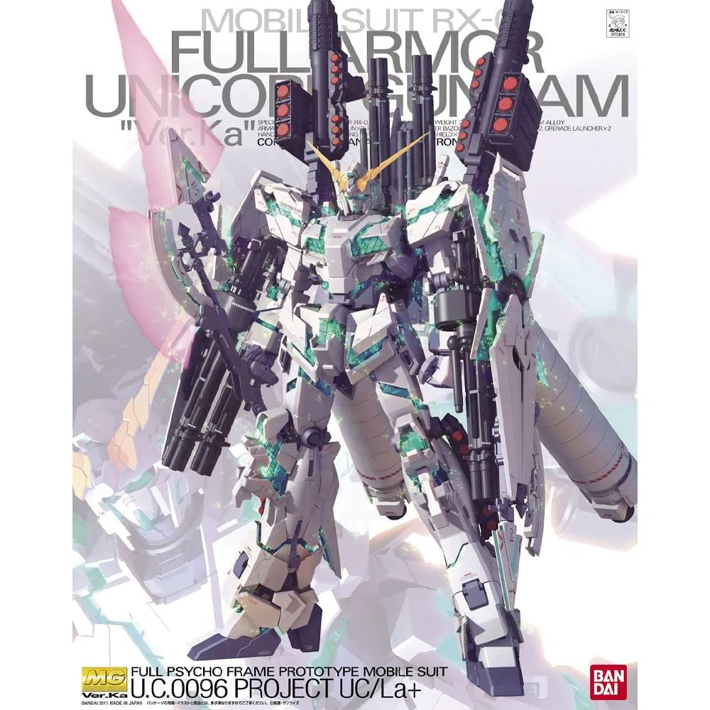 BANDAI Spirits Gundam - MG 1/100 RX-0 - Kit di modellini con Unicorno, 18 cm