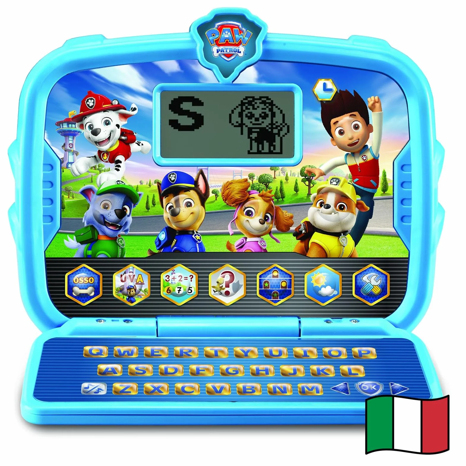VTech Paw Patrol - Computer Educativo, Dispositivo 2 in 1 Computer e Tablet Bambini, 6 Attività, Schermo LCD e 7 Pulsanti Interattivi, Lingua Italiana, Batterie Incluse, 3-7 Anni