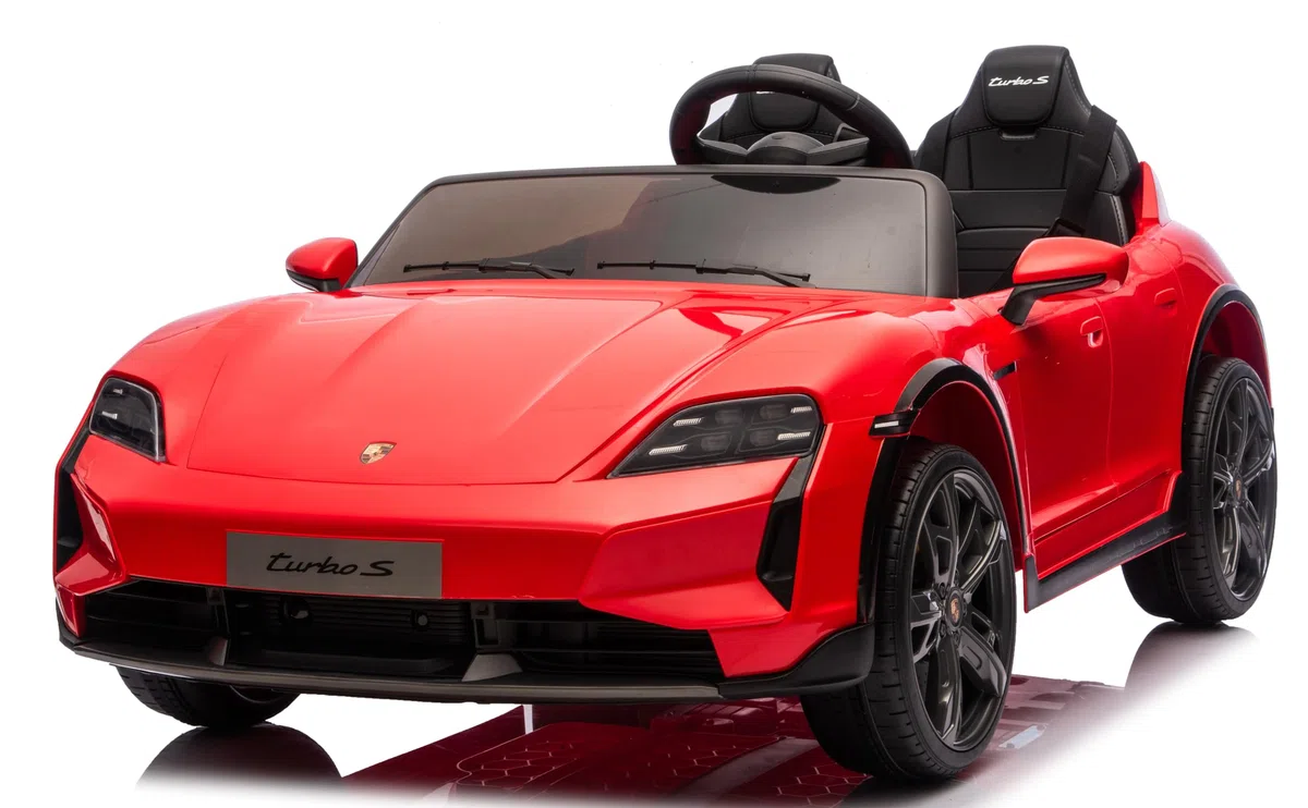 Porsche Taycan TurboS Auto Elettrica per Bambini 24V 2 Posti con Telecomando Luci LED Bluetooth Rosso