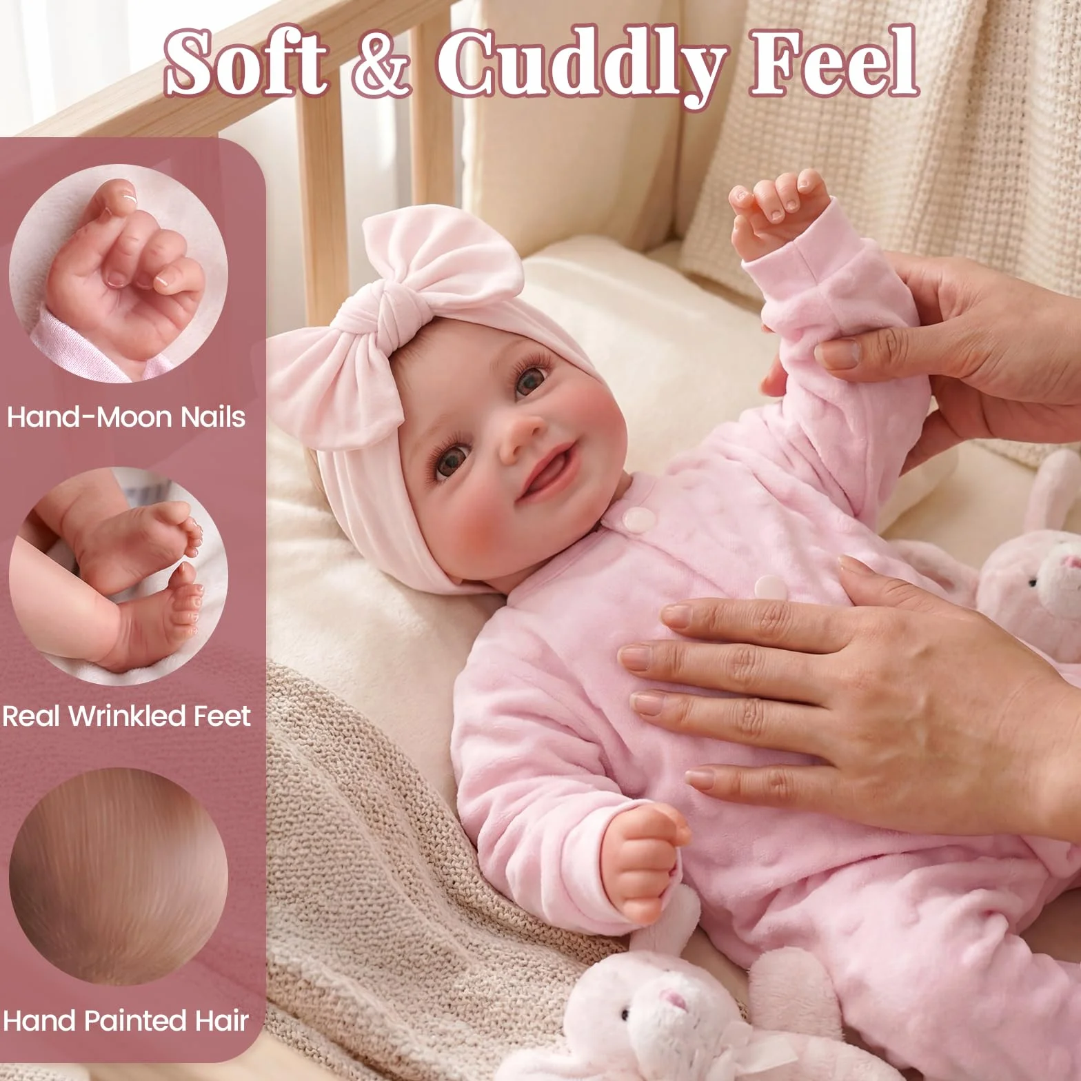 BABESIDE Rinato Bambino Bambole Sunny 17 Pollici Realistica Bambola Neonata Reborn-Baby Doll Corpo Morbido Tessuto Reincarnate Babies Reale Aprire Gli Occhi