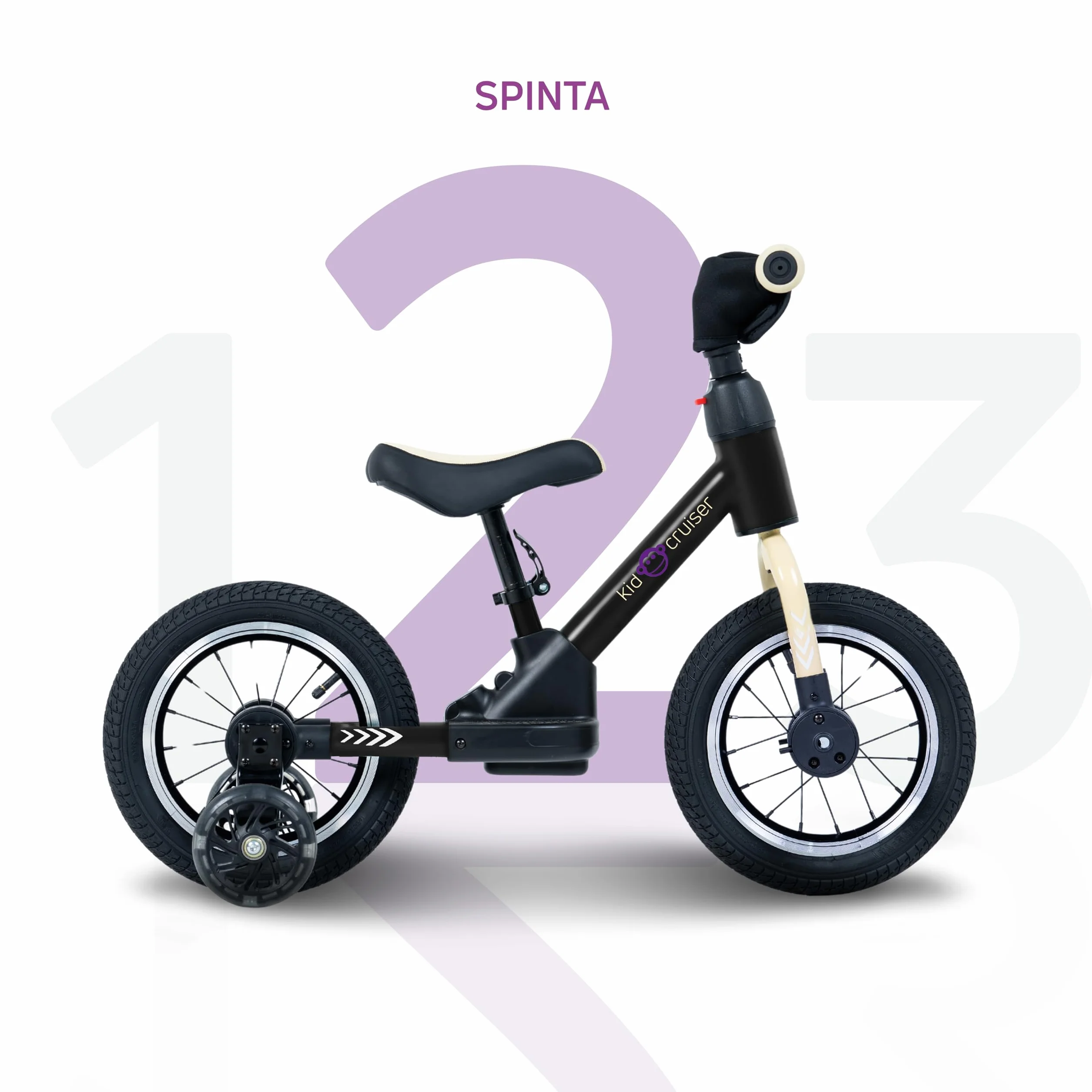 Kidcruiser Pedalplay bicicletta senza pedali 2 anni 3‑in‑1 con rotelle LED e pedali, telaio modulare