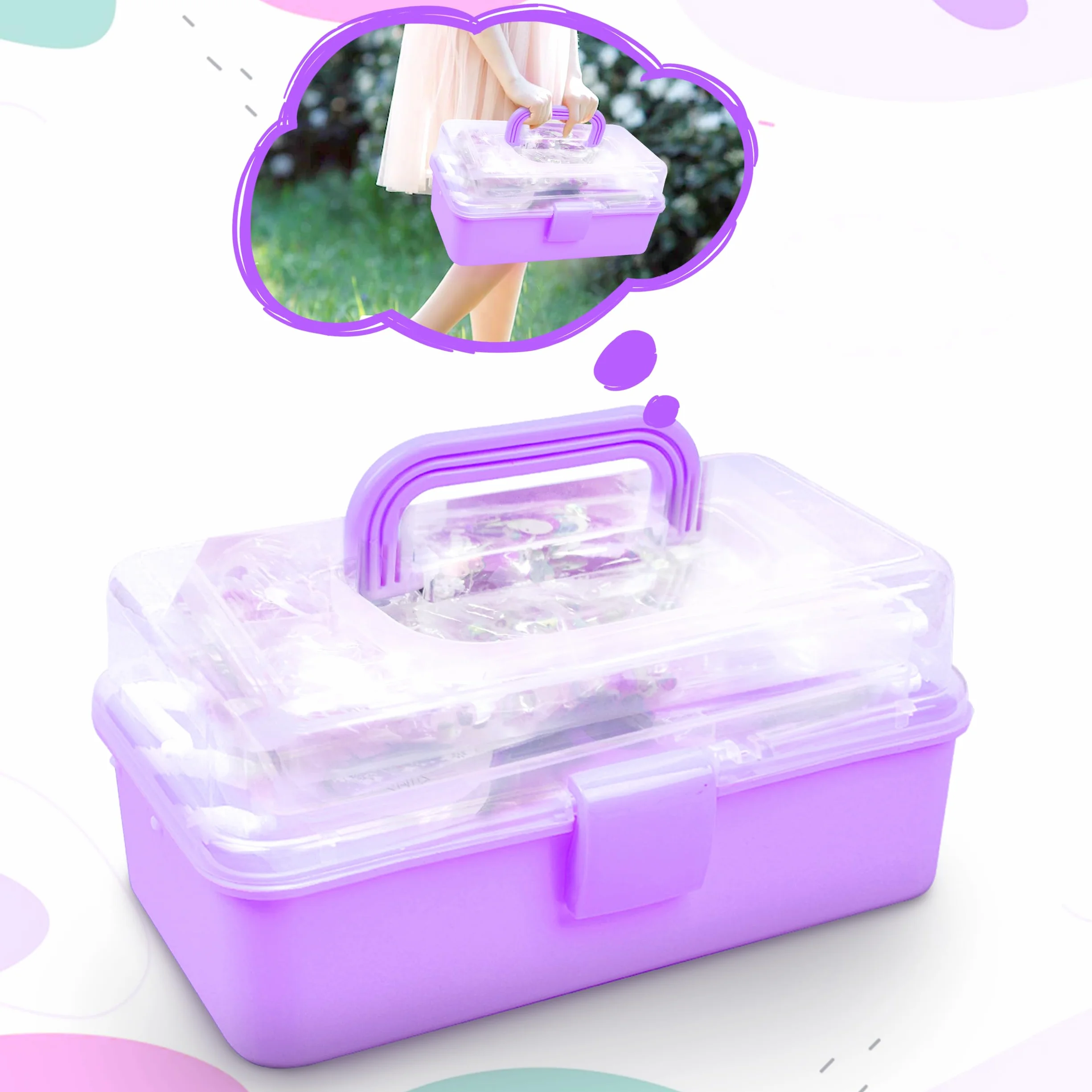 Kit Lavoretti Creativi per Bambini 3000+ Pezzi con Scatola di Archiviazione - Viola