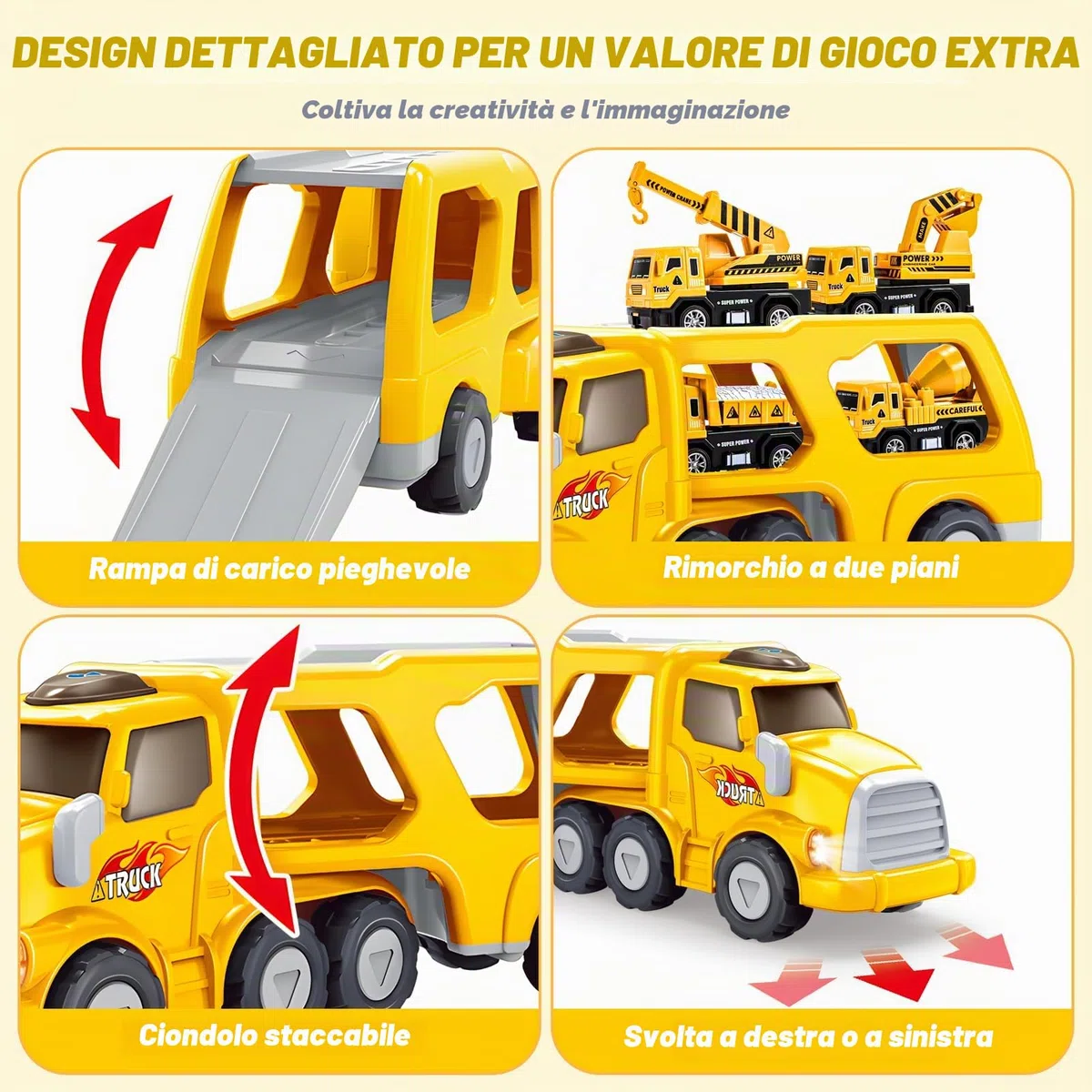 EUCOCO Camion Giocattolo Bambino 1-6 Anni Macchinine Regalo Compleanno