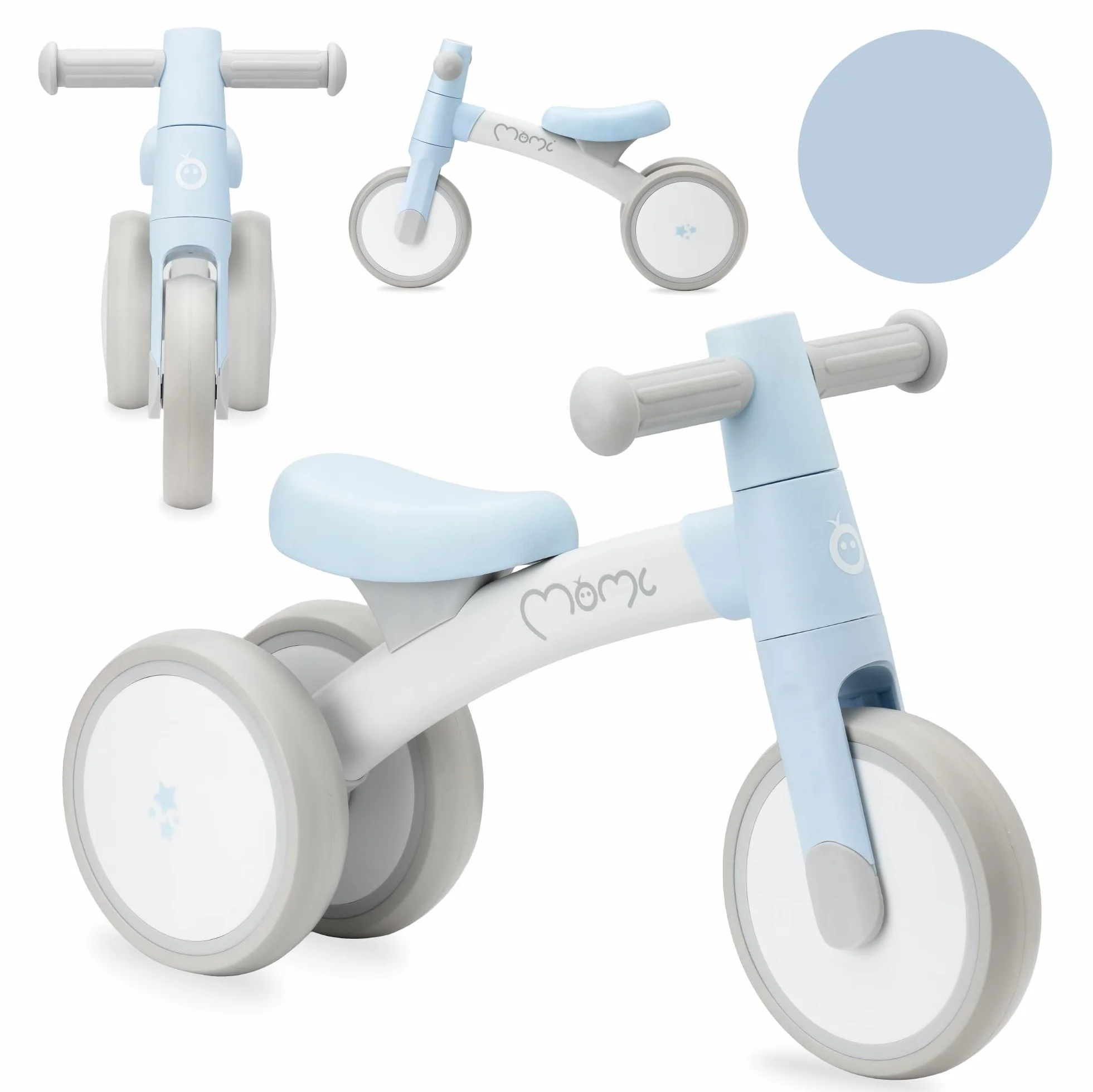 Triciclo senza pedali per bambini MoMi TEDI per bambine e bambini (peso massimo 25 kg), mini bicicletta senza pedali con ruote in plastica resistenti alla foratura, telaio in metallo leggero - 1,2 kg