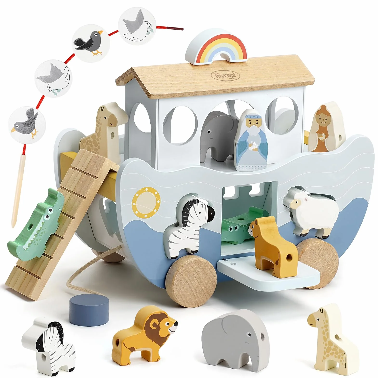 Joyreal Arca di Noè Bomboniere Battesimo Bambina Bambino Giochi Legno 1 2 3 Anno Montessori Educativi Regalo