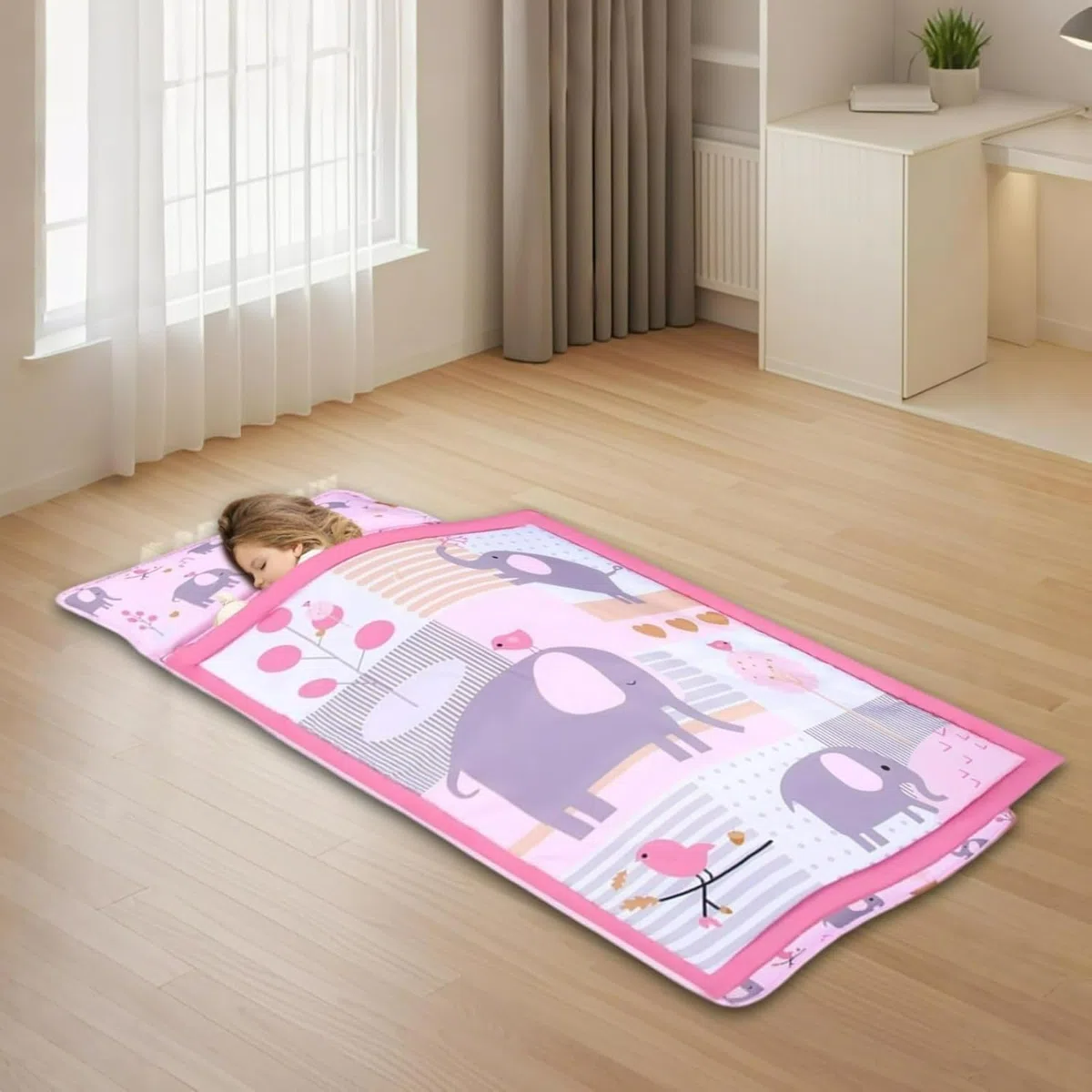 Opaco di pisolino, tappetino per dormire comfort include cuscino e coperta, borsa per dormire per bambini disegni disegnati carini portatili per asilo nido, prescolare, casa, v