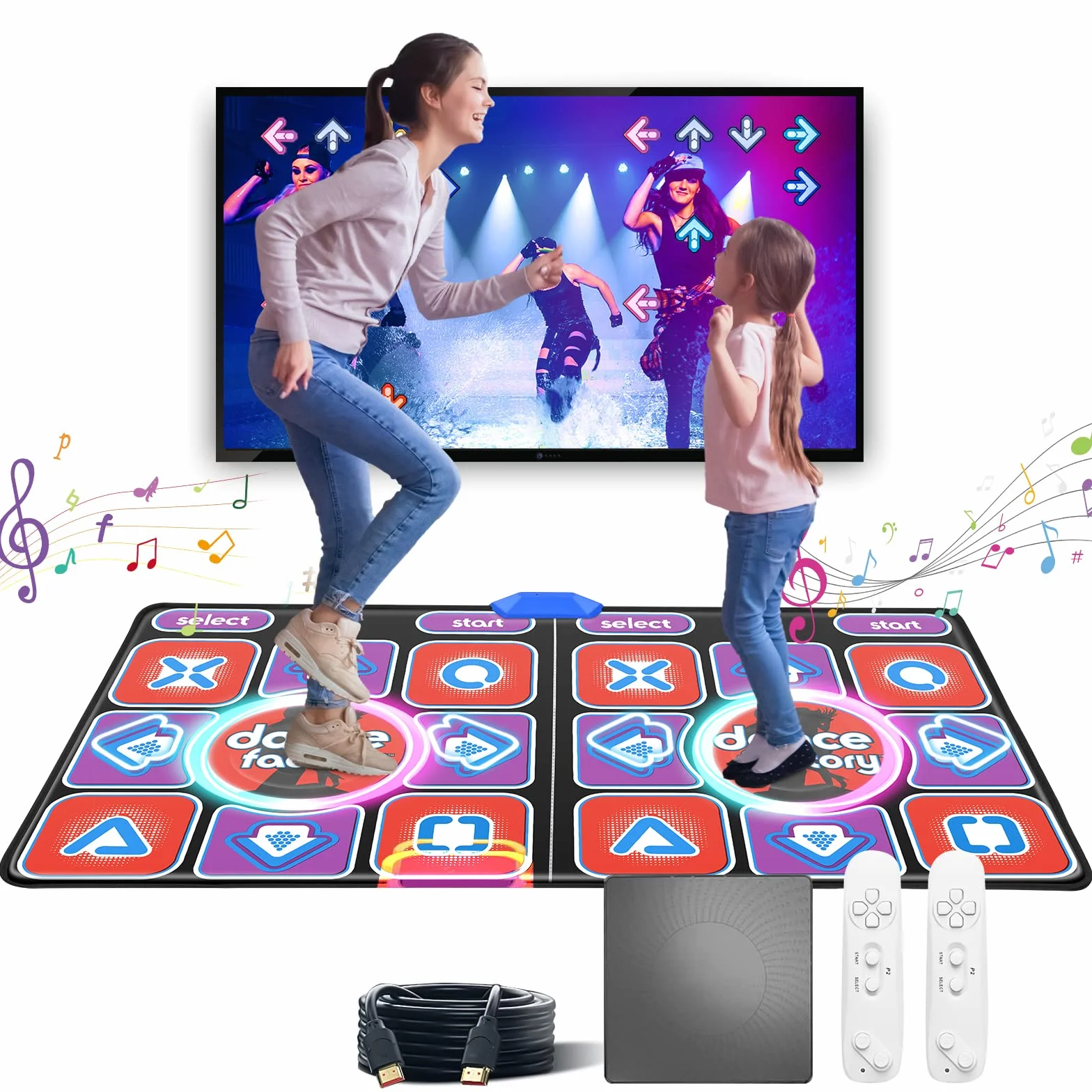 Aomdom Tappeto da Ballo per Bambini e Adulti, Modello Migliorato, Doppio Tappetino da Ballo Musicale Antiscivolo e Durevole, con Ricevitore Senza Fili, Senza Fili con 200 Giochi e 100 + Musica (166 x