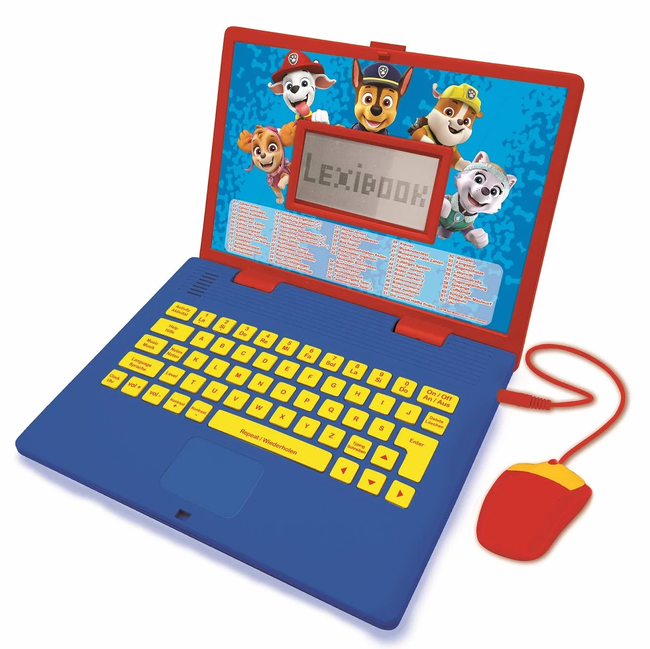 Lexibook, Paw Patrol JC598PAZi3 - Computer Portatile educativo e bilingue Tedesco/Inglese, Giocattolo per Bambini (Ragazzi e Ragazze), 124 attività, impara Giochi e Musica, Rosso/Blu