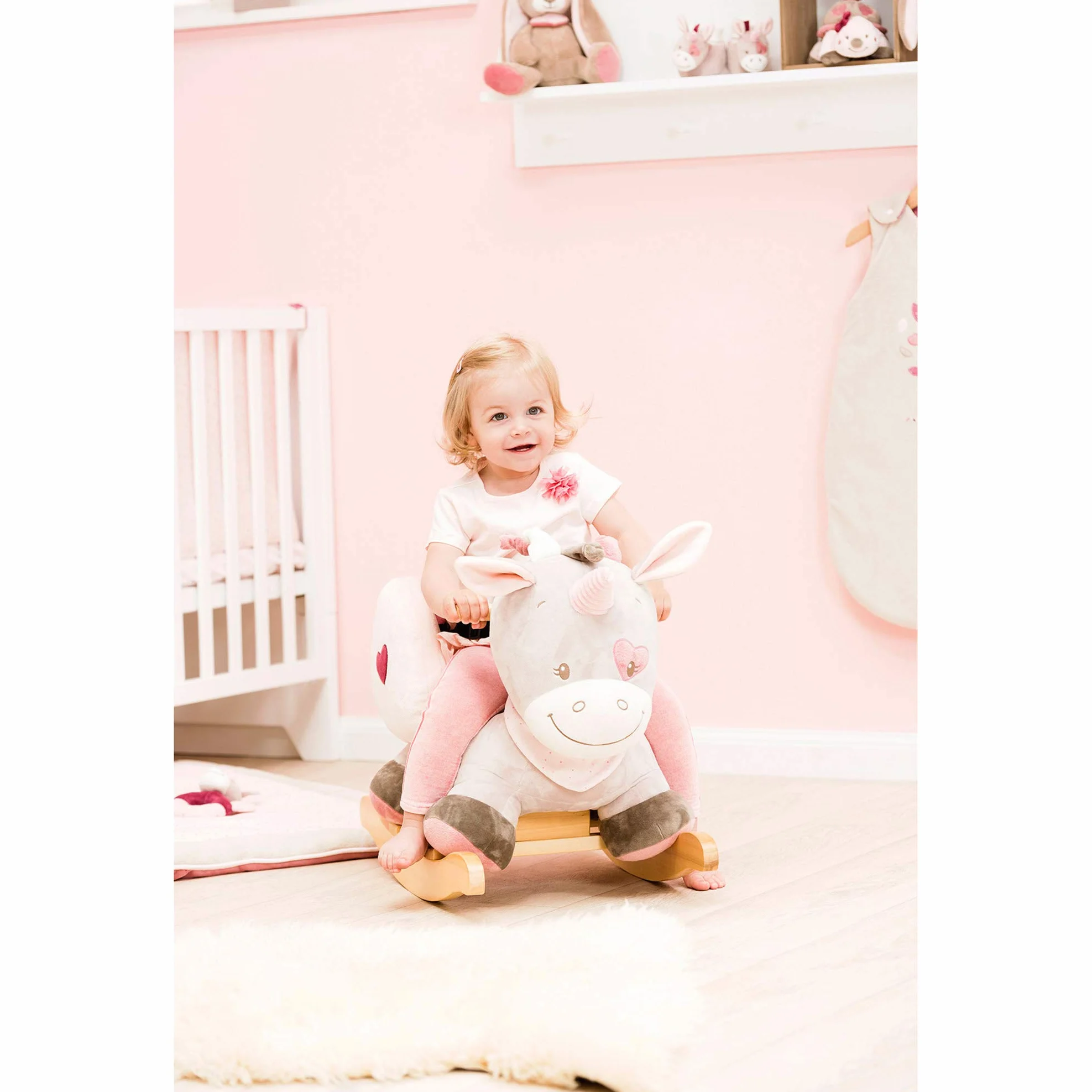 Nattou Dondolo per bambini Jade L'Unicorno, 10-36 mesi, 62 x 32 x 52 cm, Beige/Rosa, 987301