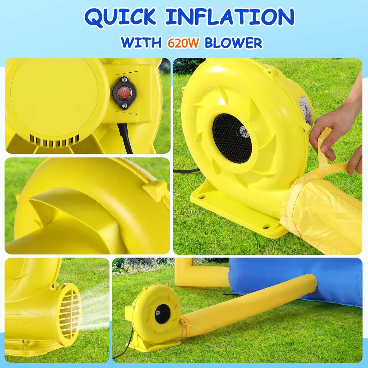 AKEYDIY Scivolo d'acqua per bambini 10 in 1, casetta gonfiabile con piscina spruzzi