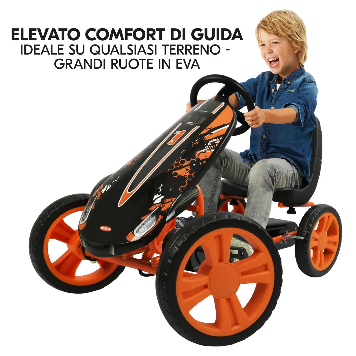 Hauck Speedster Go Kart a Pedali per Bambini 4-50 kg 90-110 cm Freno a Mano Sedile Regolabile Ruote EVA Telaio Acciaio