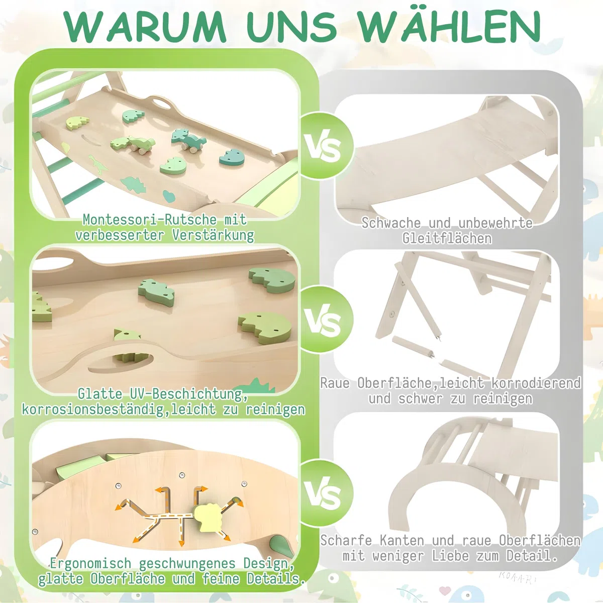 Montessori 9 in 1 Set da Gioco per Arrampicata per Bambini con Cuscino e Scivolo