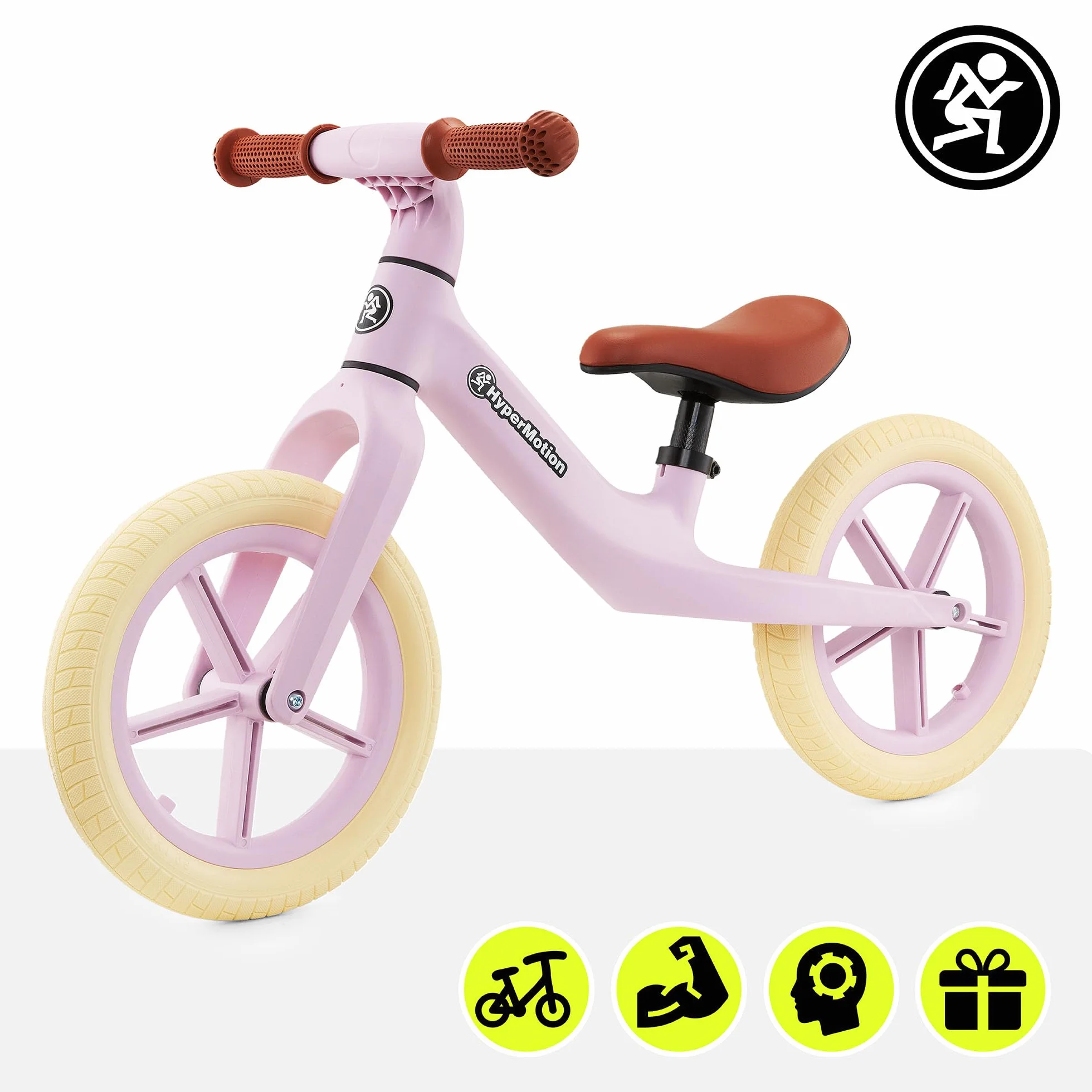 HyperMotion Marcelo Bicicletta Senza Pedali Balance Bike 12 Pollici con Ruote PU Antiforatura, Sella Regolabile e Bloccasterzo, per Bambini da 18 Mesi, Resistente fino a 50 Kg, Montaggio Facile, Rosa