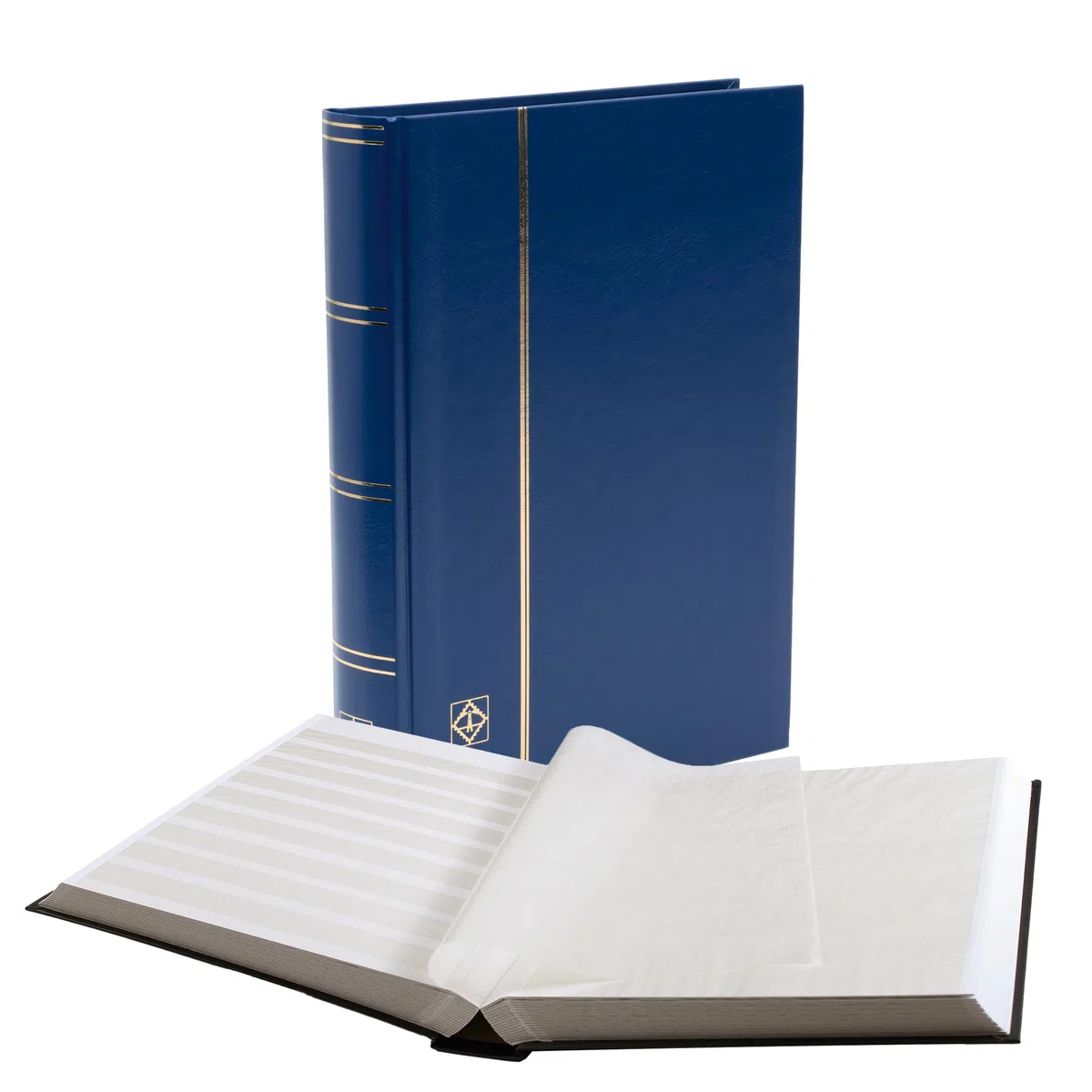 Leuchtturm 327876 Album per Collezionisti di francobolli - Stock-Book Basic - 64 Pagine Bianche DIN A4 - Non Imbottito, Copertina Blu
