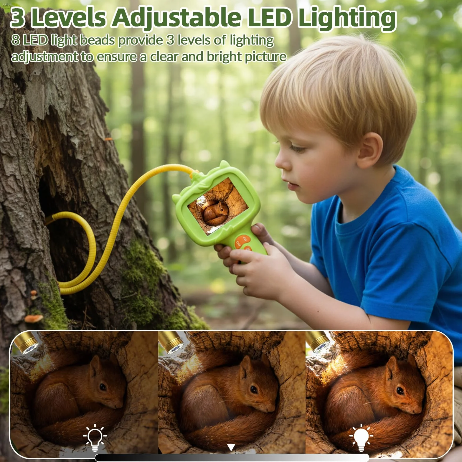 Sprifityy Endoscopio per Bambini,Fotocamera endoscopica con luce, Gioco STEM per esplorazione all'aperto,Impermeabile IP67,per ragazzi e ragazze di 4, 5, 6, 7, 8, 9, 10 anni
