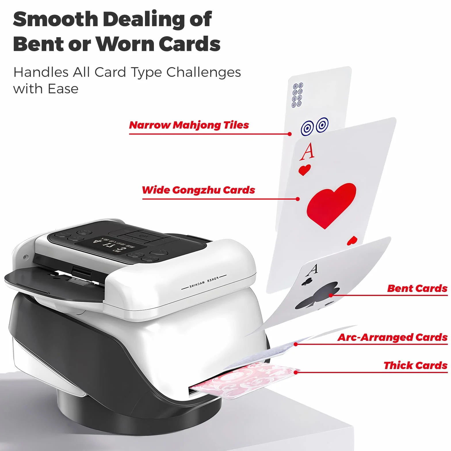 Trasmettitore automatico di carte e mixer per carte con funzione di rotazione a 360°, allocazione personalizzabile per molti giocatori, angolo di uscita versatile, compatibilità (nero)