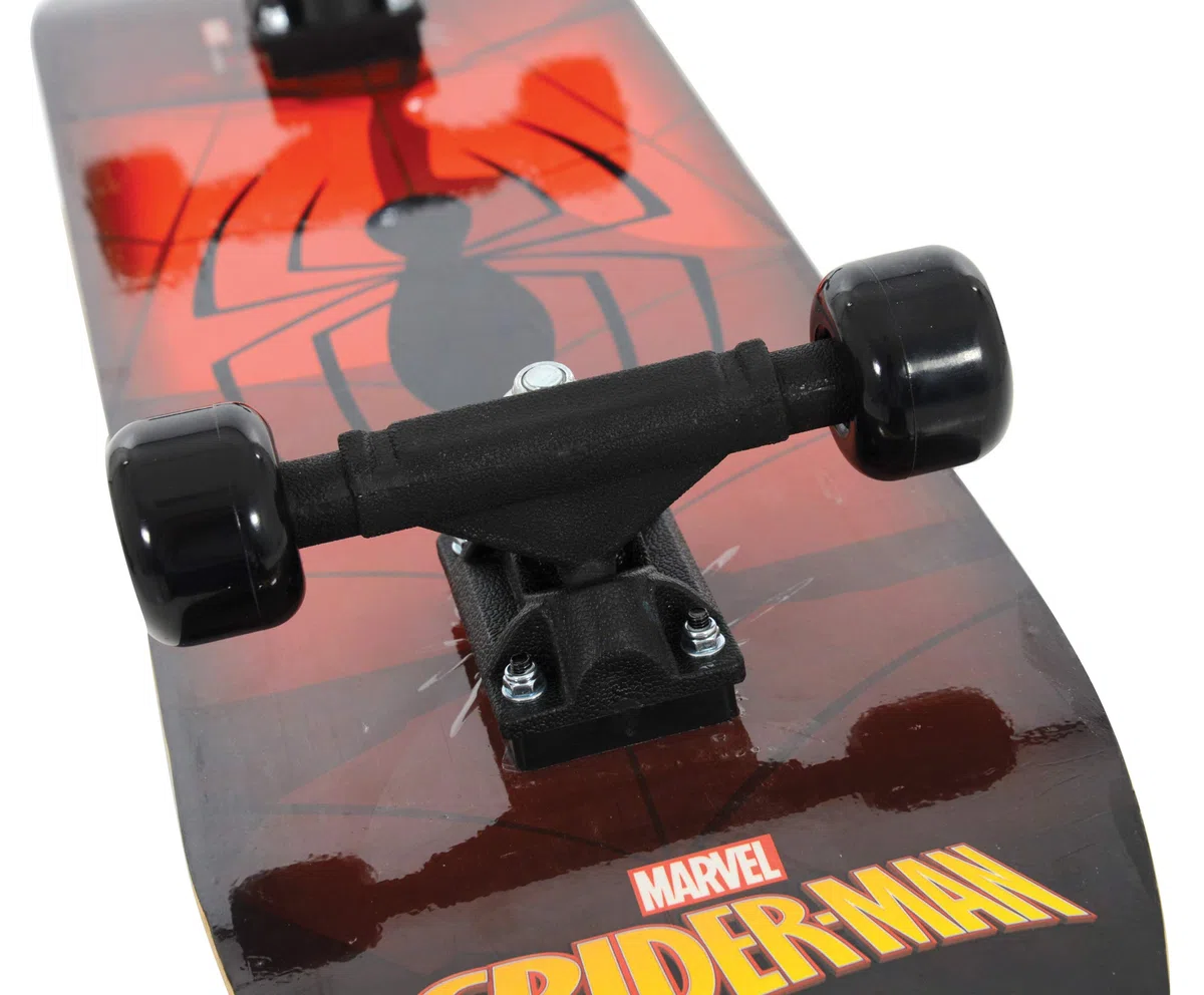Spiderman Kids - Skateboard per principianti con licenza ufficiale, resistente tavola a 7 strati, ruote in PVC liscio, offre una maggiore stabilità, equilibrio e sviluppo della coordinazione, età 5+