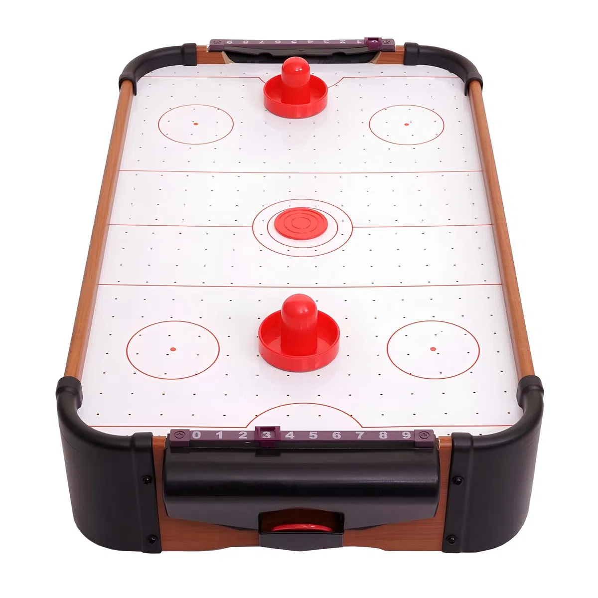 Hockey da Tavolo ad Aria in Legno Grande con 2 Manopole 2 Dischi e Segnapunti Integrato