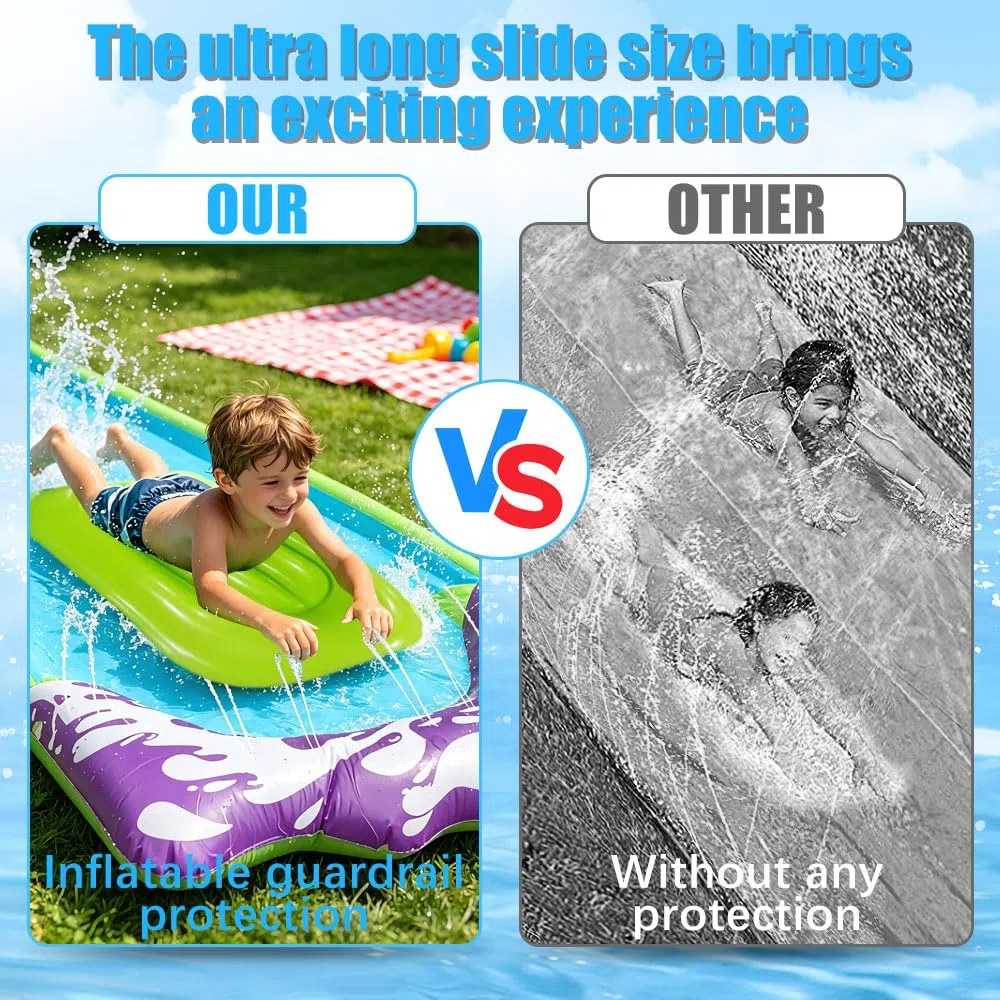 Tappeto Scivolo Acqua Piscina 480x70cm per Prato con Bodyboard, Irrigazione per Feste Estive