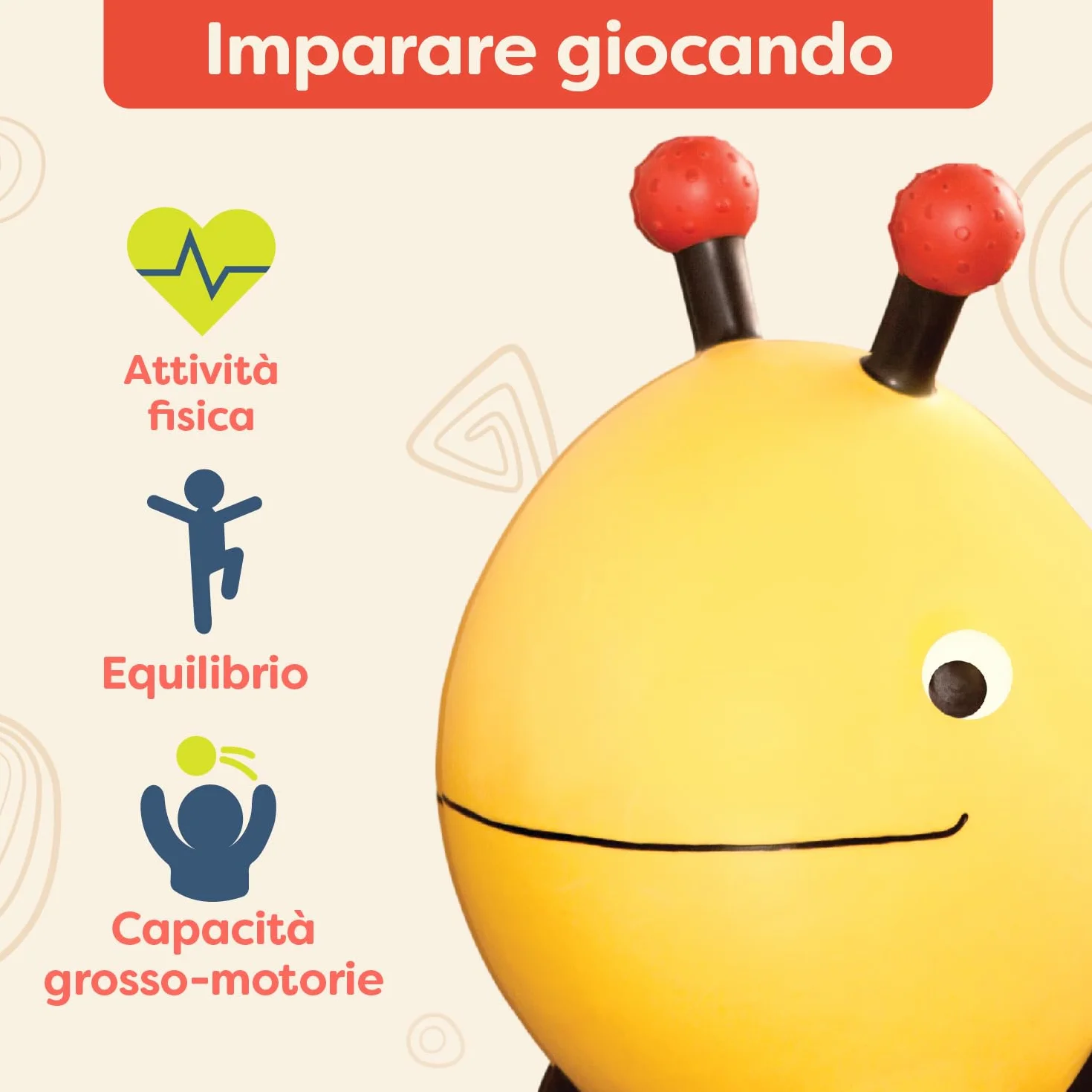 B. toys - Bouncy Boing! - Bizzi - Sdraietta ape cavalcabile - Giocattolo gonfiabile per animali - Salterello gonfiabile per bambini, ragazzi e bambini - Saltare e rimbalzare - Pompa dell'aria inclusa