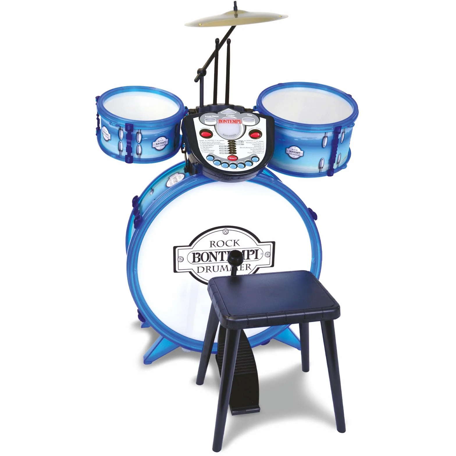 Bontempi | RhythmMaster: Batteria Elettronica con Suoni Realistici, Impulsi Luminosi e Funzioni Avanzate, 500x500x680 mm