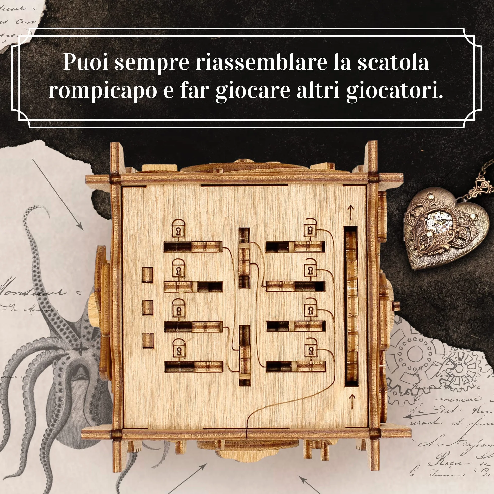 iDventure Cluebox - Nautilus del Capitano Nemo - Escape Room gioco in legno -Scatola rompicapo a Labirinto - Scatola regalo - regalo fidanzato - puzzle 3D - puzzle rompicapo - regalo per lui