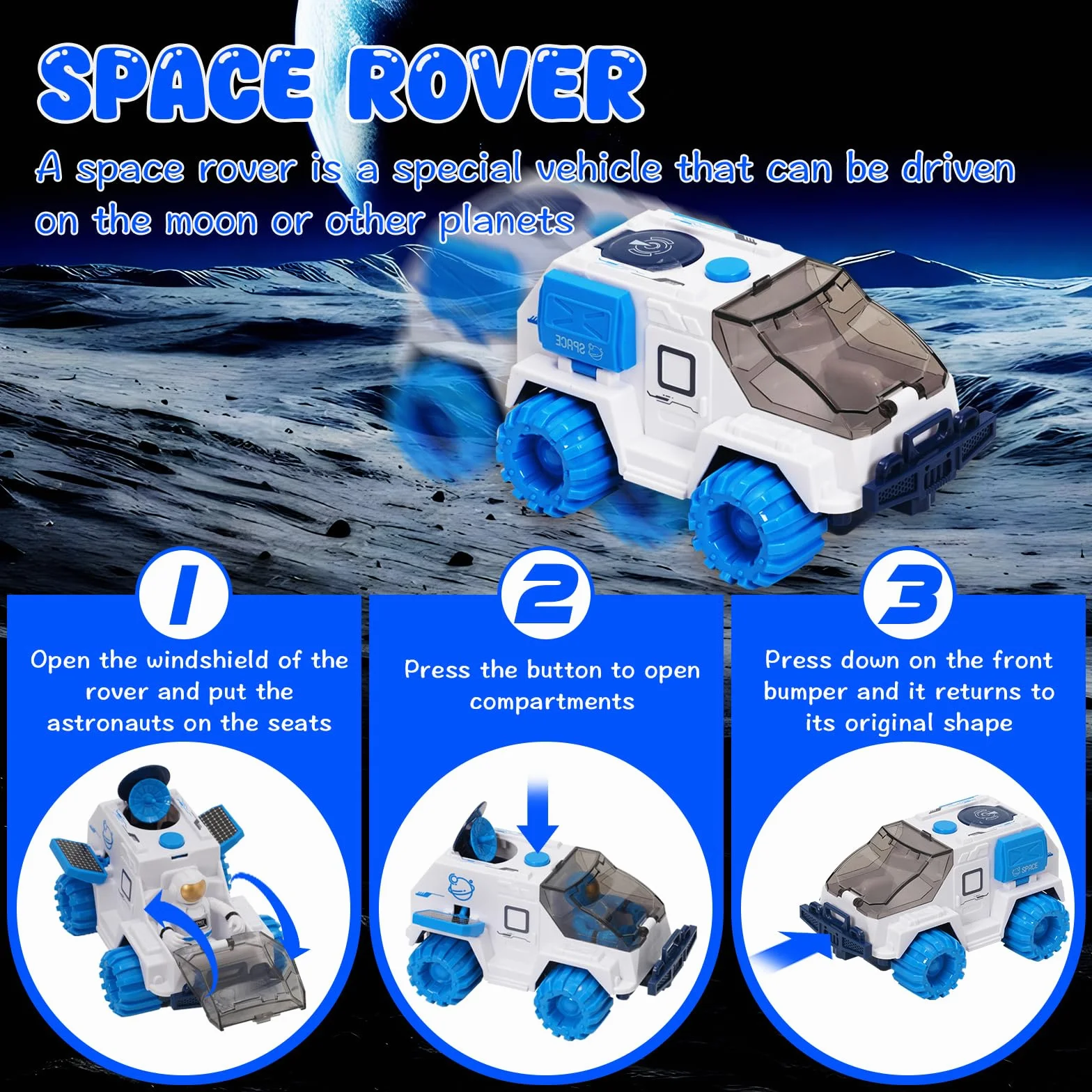 Space Shuttle Racket giocattolo per bambini, giocattolo spaziale con effetti di luce e suono, con stazione spaziale, Space Shuttle, Space Rove e astronauti, regalo per bambini
