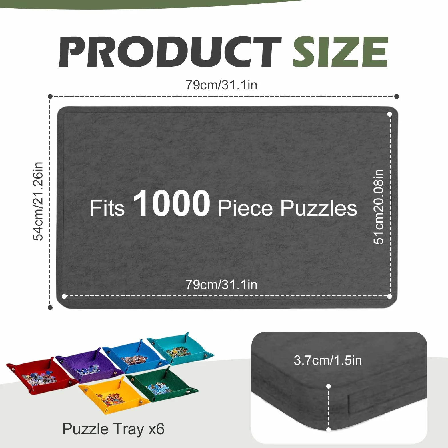 Jigsaw Puzzle pieghevole con 4 cassetti, tavolo puzzle portatile con supporto 2 in 1 e copertura, super leggero in feltro con 6 scomparti, accessorio puzzle per fino a 1000 pezzi (nero)
