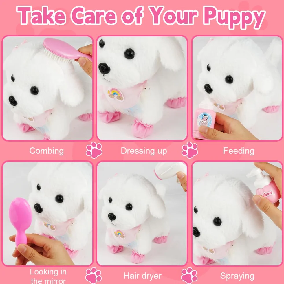 Vicloon Cane Peluche Interattivo Cammina Abbaia Scodinzola Giocattolo per Bambini 14+