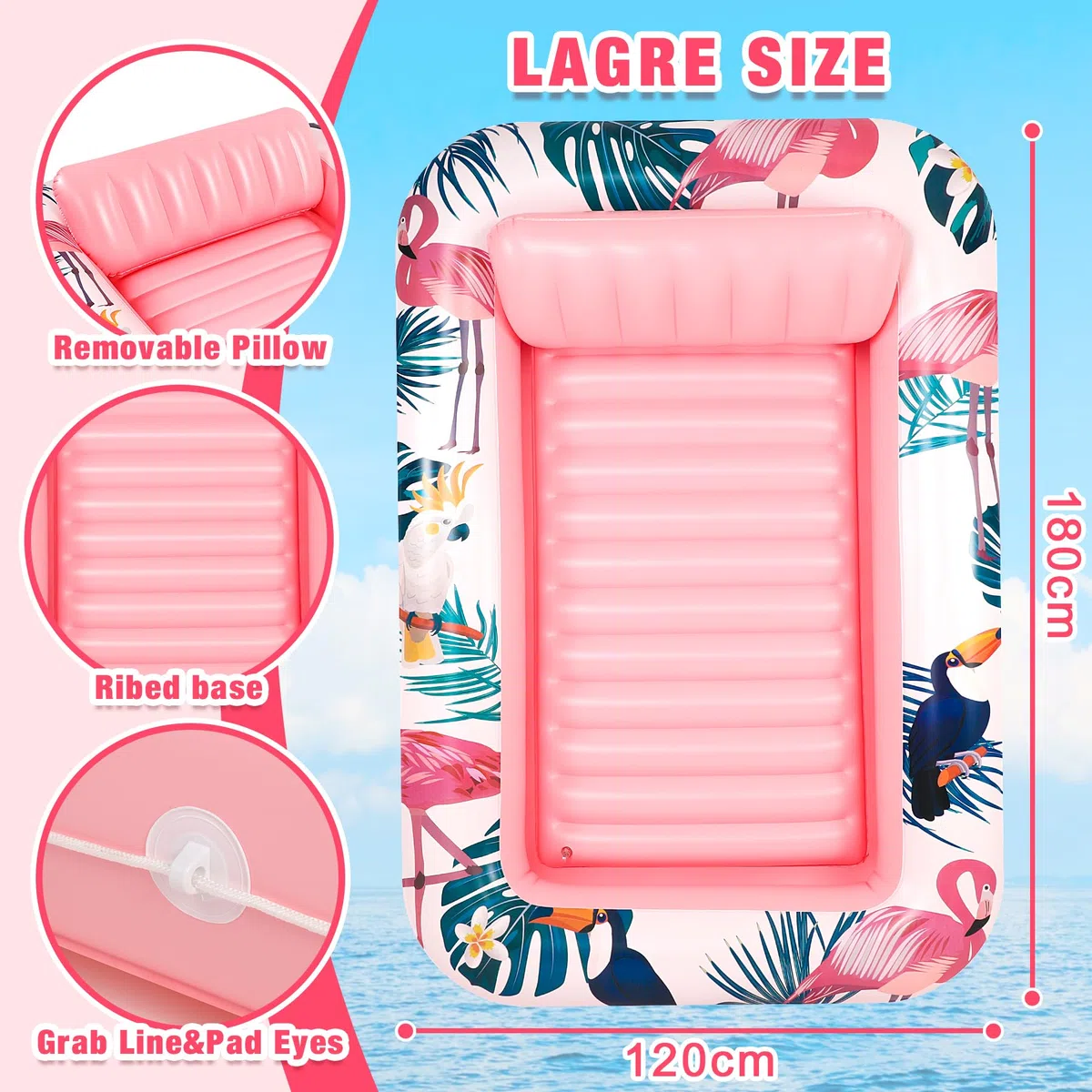 Subtail Materassino Gonfiabile Mare Piscina Stile Tropicale Poltrona Gonfiabile Adulti Bambini