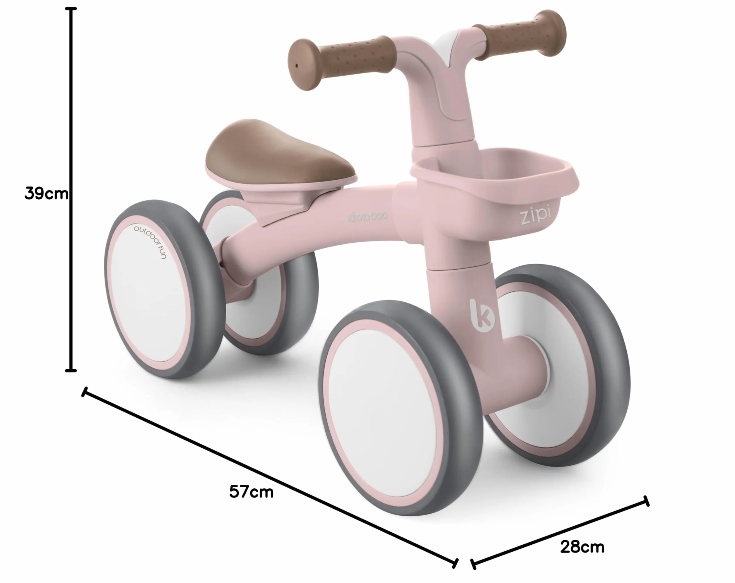 KikkaBoo Bicicleta Sin Pedales ZIPI, Correpasillos Bebé 1 Año, Bicicleta Equilibrio, Bici Bebé con Canasta, Ajustable, Juguete para Niños, Regalo Bebé, Rosa