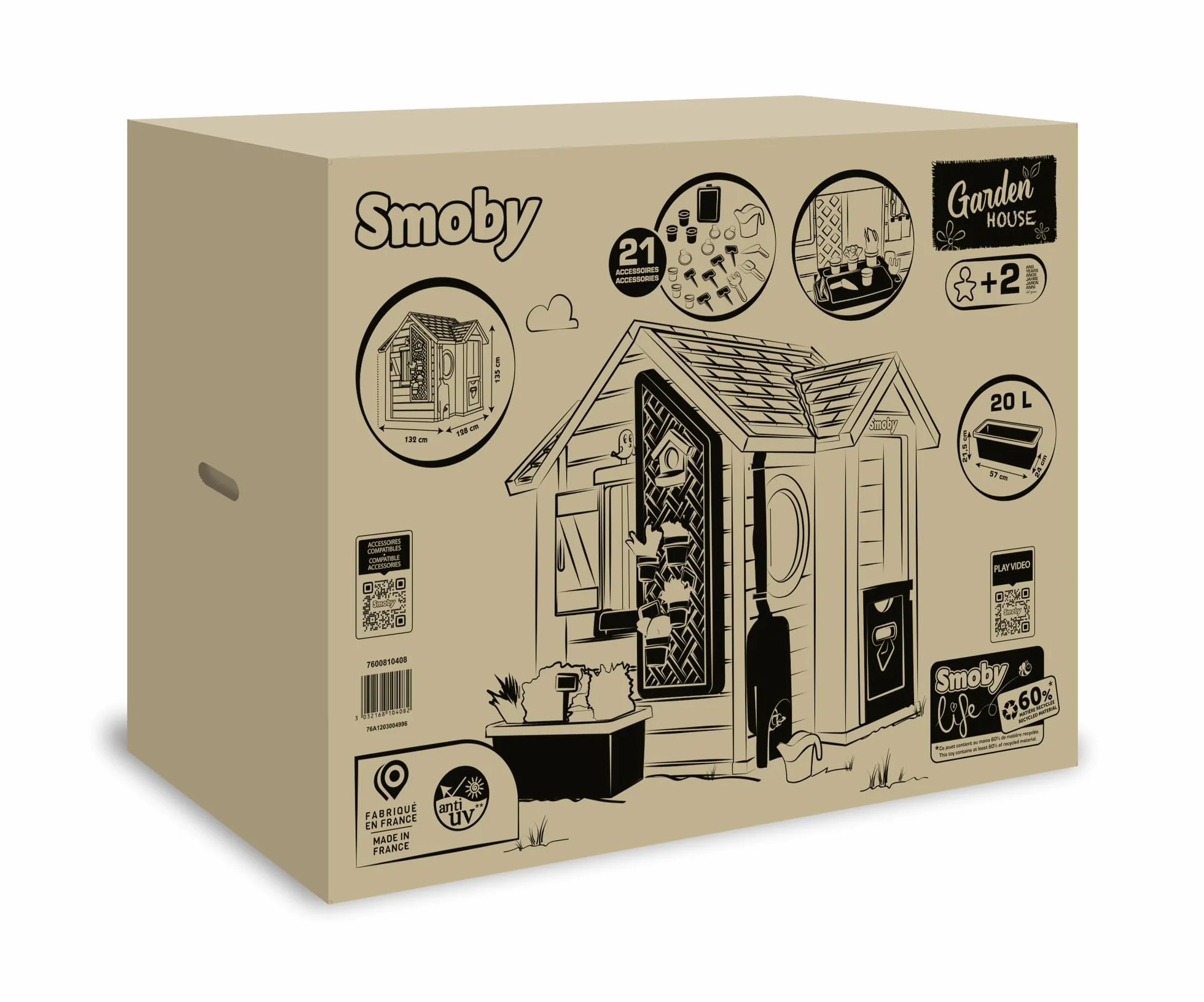 Smoby Life - Garden House, a tema Giardinaggio, con plastica riciclata, per bambini dai 2 anni, 7600810408