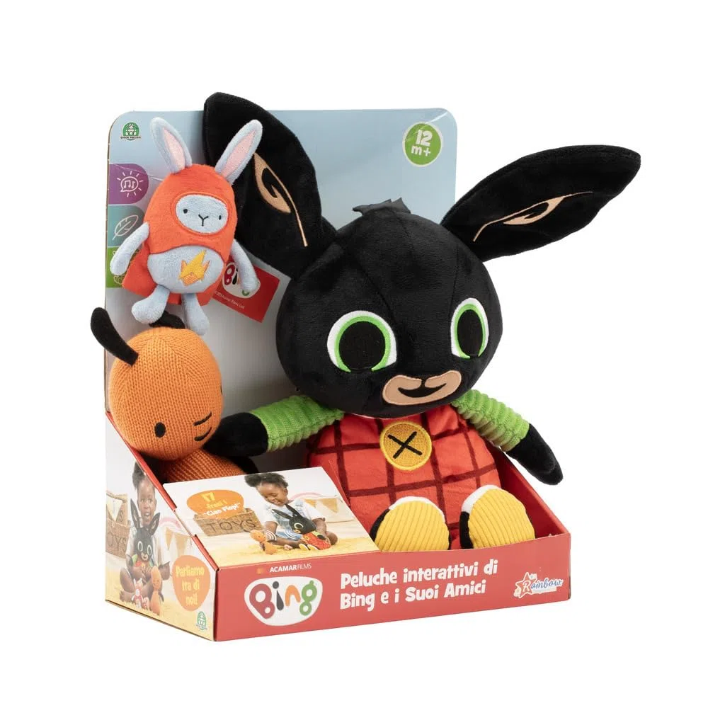 Bing Peluche Personaggi Flop Hoppity, 2 modalità di gioco Inglese e Italiano, Pupazzi morbidi interattivi, Bambini 0 Mesi+