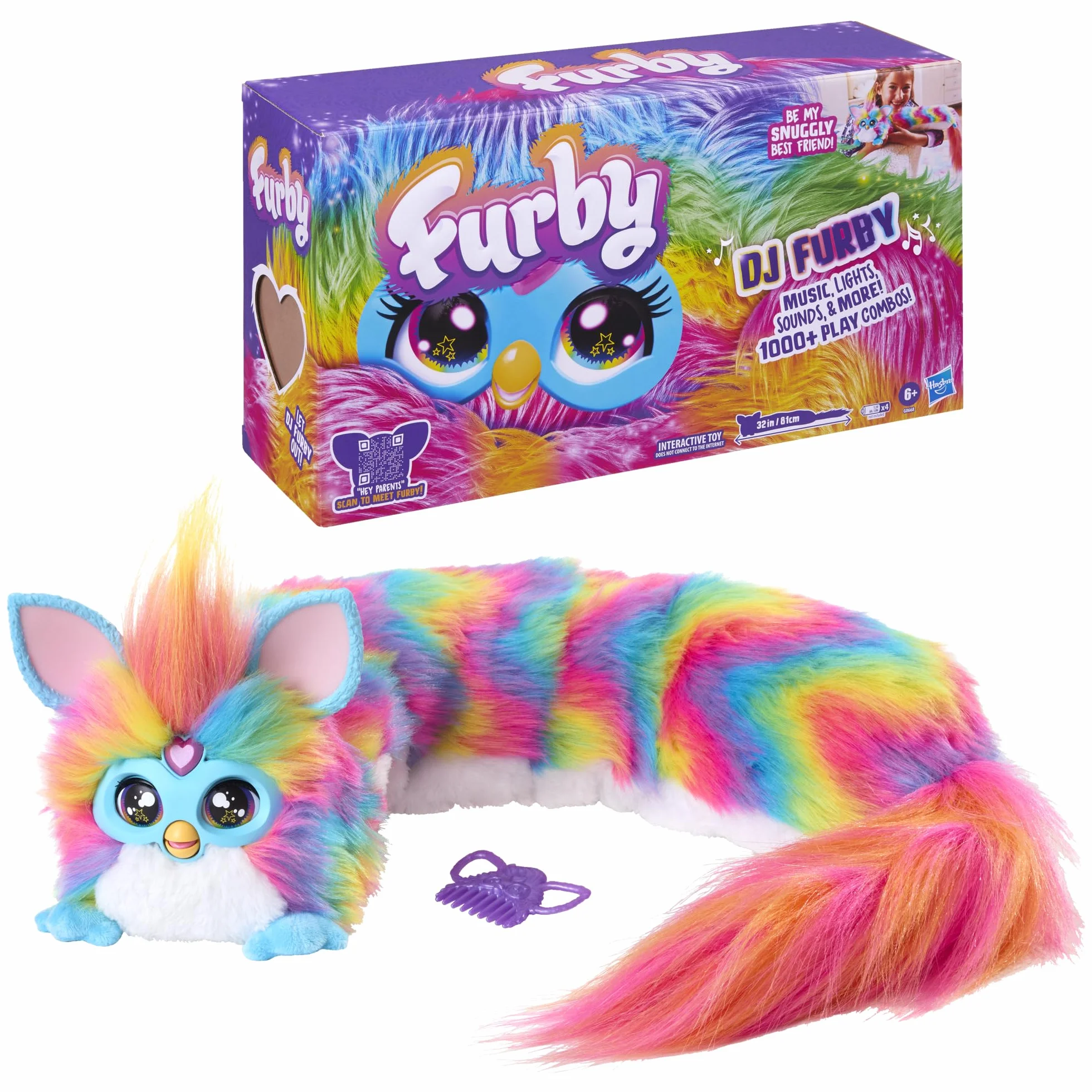 Peluche interattivo DJ Furby, musica e luci, 5 modalità, oltre 1.000 combo, parla inglese e furbish, 6+
