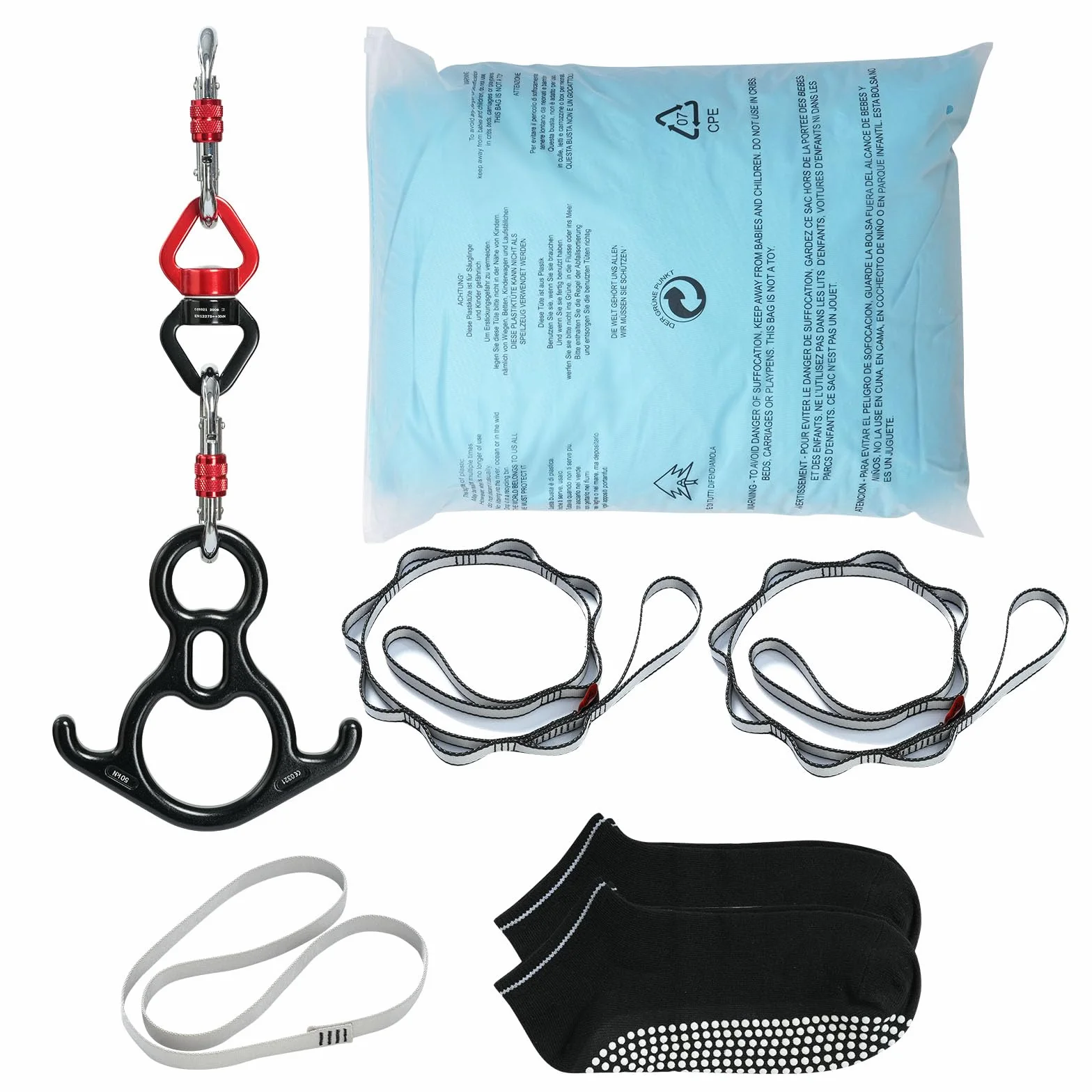 VEVOR Altalena per Yoga e Seta Aerea, 11 Metri, Kit Amaca per Yoga Aerea con Tessuto in Nylon da 100 g/m², Hardware Completo per L'attrezzatura e Guida di Installazione Facile, Blu