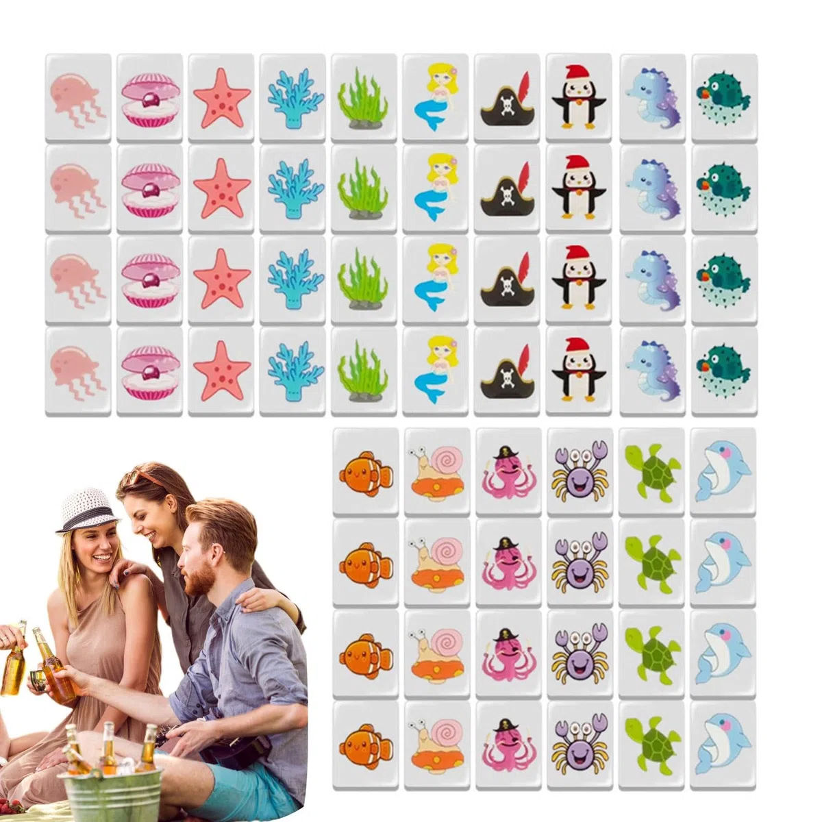 Mahjong Set z Flagą Narodową 65 Gier w Piastrelle