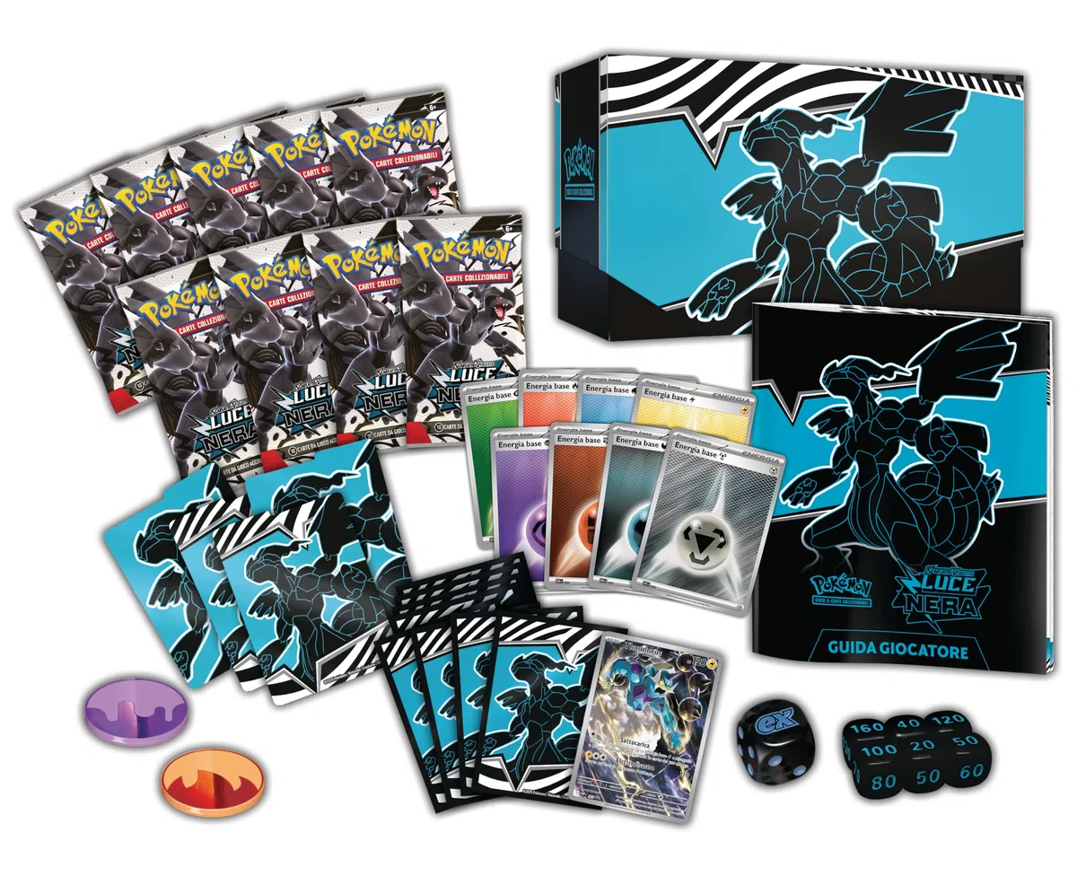 Pokémon: set Allenatore Fuoriclasse (Zekrom) dell’espansione Scarlatto e Violetto - Luce Nera del GCC Pokémon (una carta a figura intera di Thundurus, nove buste di espansione e accessori premium)