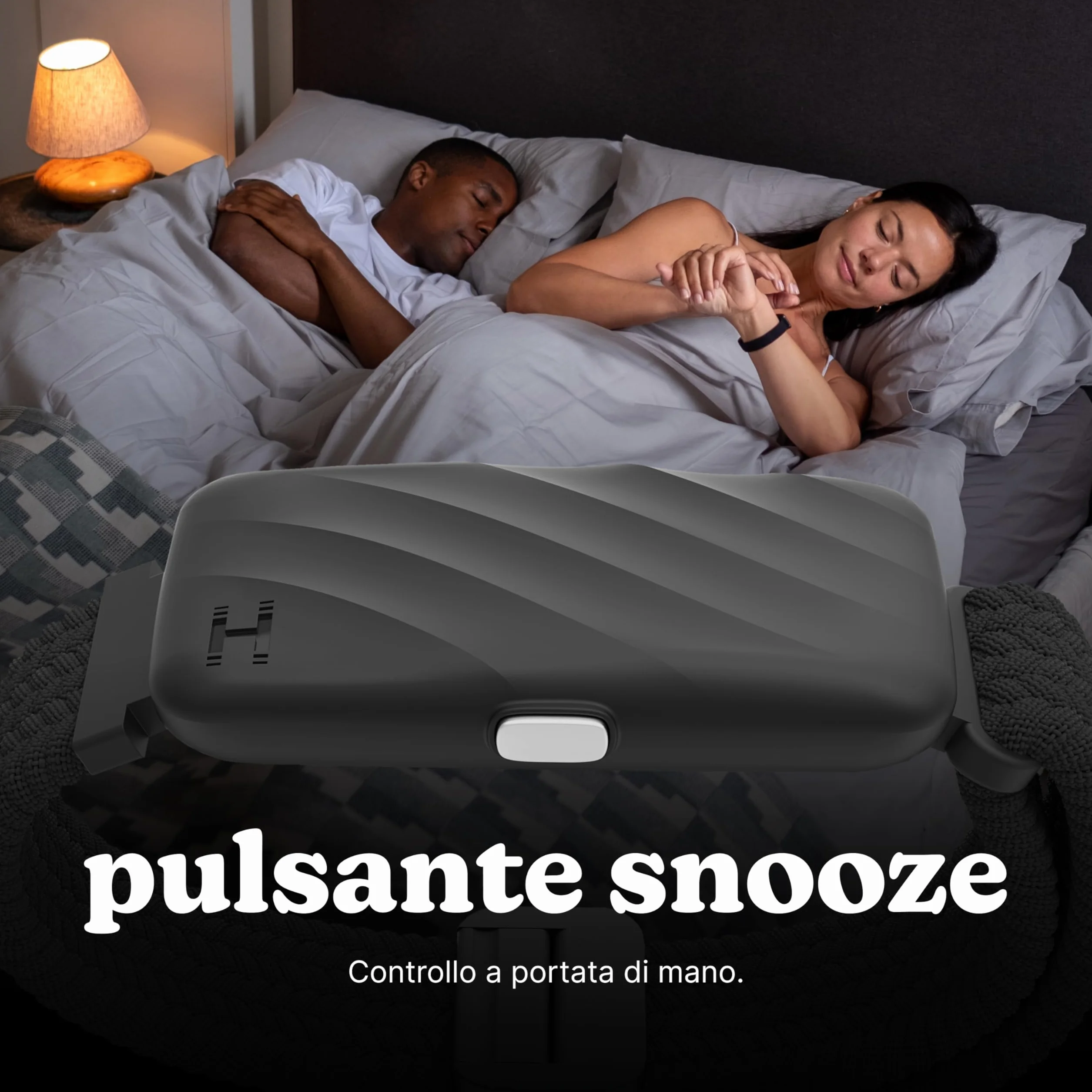 Homedics WakeBand Braccialetto con Allarme Vibrante - Sveglia silenziosa con 9 Modalità e Funzione Snooze, Controllo dell'app, Sveglia con Vibrazione Delicata, Fascia in Tessuto Morbido, Nero