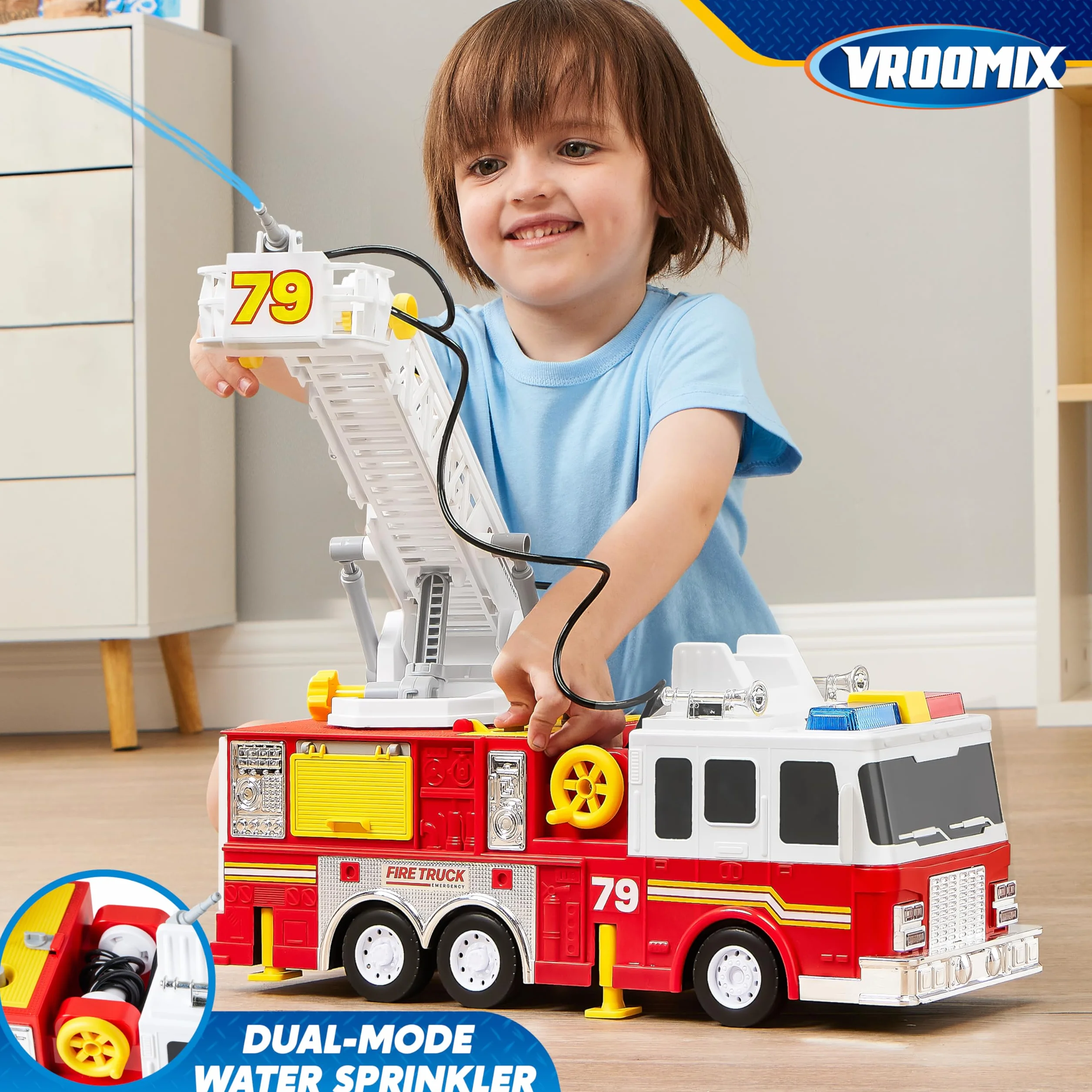 JOYIN Grande Autopompa Giocattolo 83 cm, Vigili Del Fuoco, Luci, Sirene