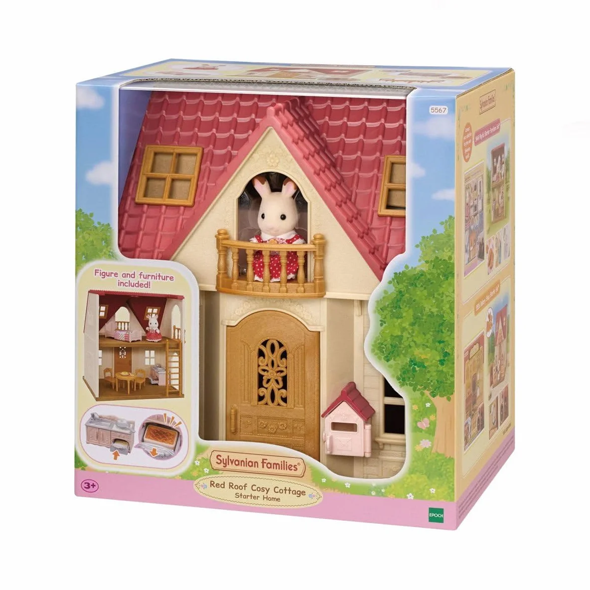 Sylvanian Families - Set Casetta Accogliente Starter Home con Coniglietta Cioccolato, Mobili Essenziali e Luce Funzionante – Modello 5567