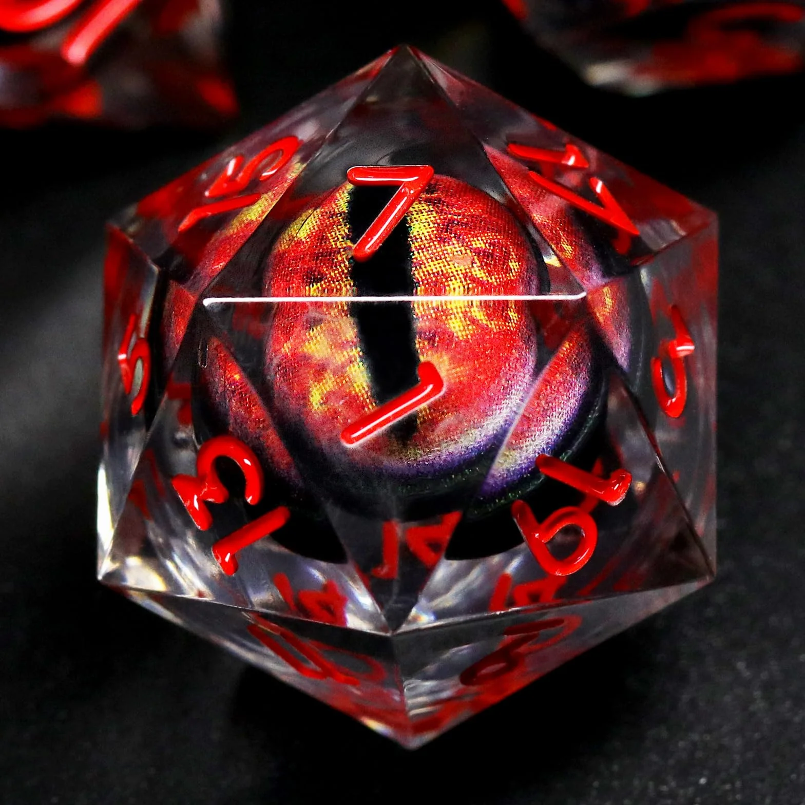 FONVGOGO Set Dadi D&D per Dungeons and Dragons Set Dadi DND Poliedrici Nucleo Liquido Dadi in Resina Occhio di Drago 7 Pezzi DND Dice Set (Rosso)