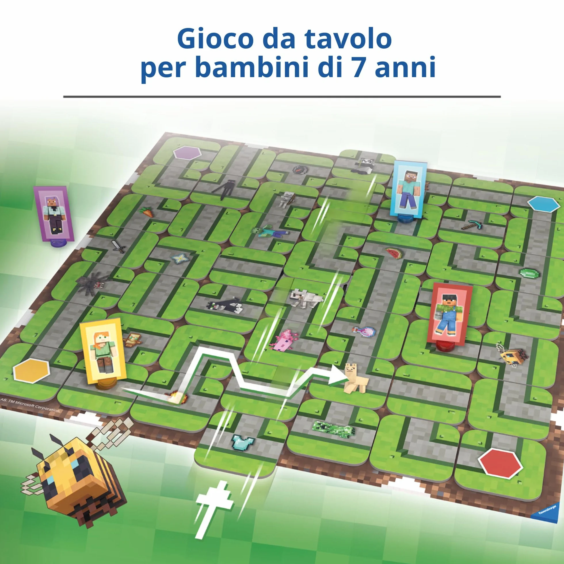 Ravensburger - Labirinto Minecraft | Gioco Da Tavolo Bambini 7 Anni | Labirinto Gioco Da Tavolo Per 2-4 Giocatori | Labyrinth Gioco Da Tavolo | Idea Regalo Per Bambini 7 Anni | Idee Regalo