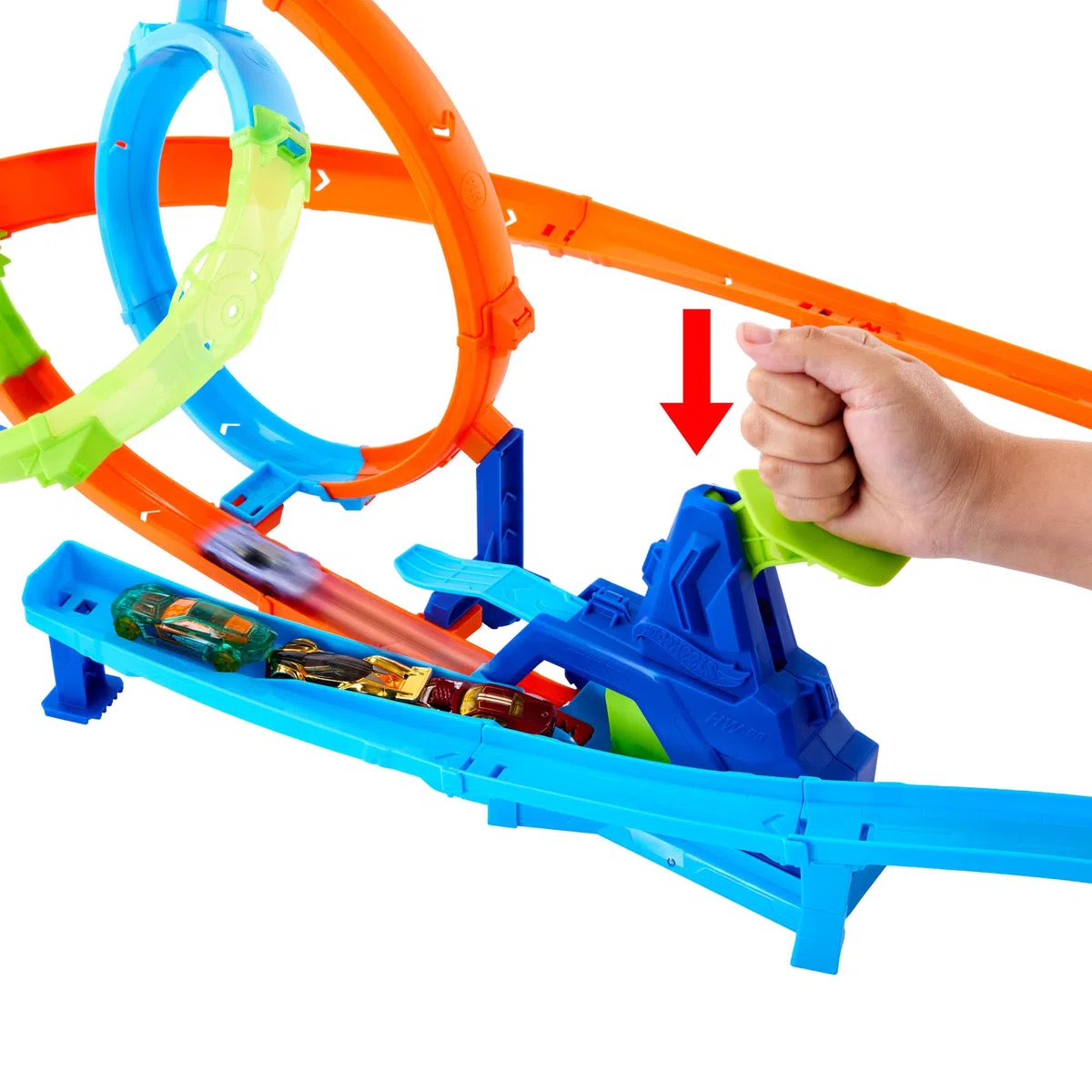 Hot Wheels Mega Ciclone Pista Giri della Morte Veicolo Incluso Speed Snap JHK73