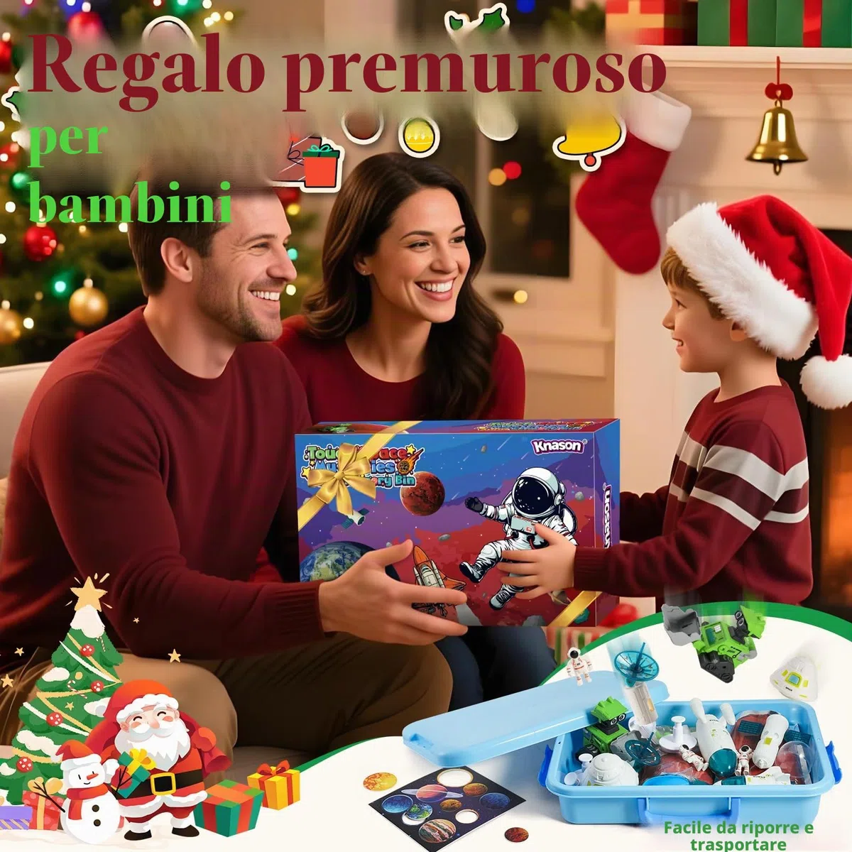 KNASON Sabbia Giocattolo Bambini, Spazio Scientifici Kit di Sand con Sabbia Magica, illuminano al Buio Alieno e Gemme, Giocattoli per Sabbiera Regalo di Natale per Bambini 3 ai 8 Anni